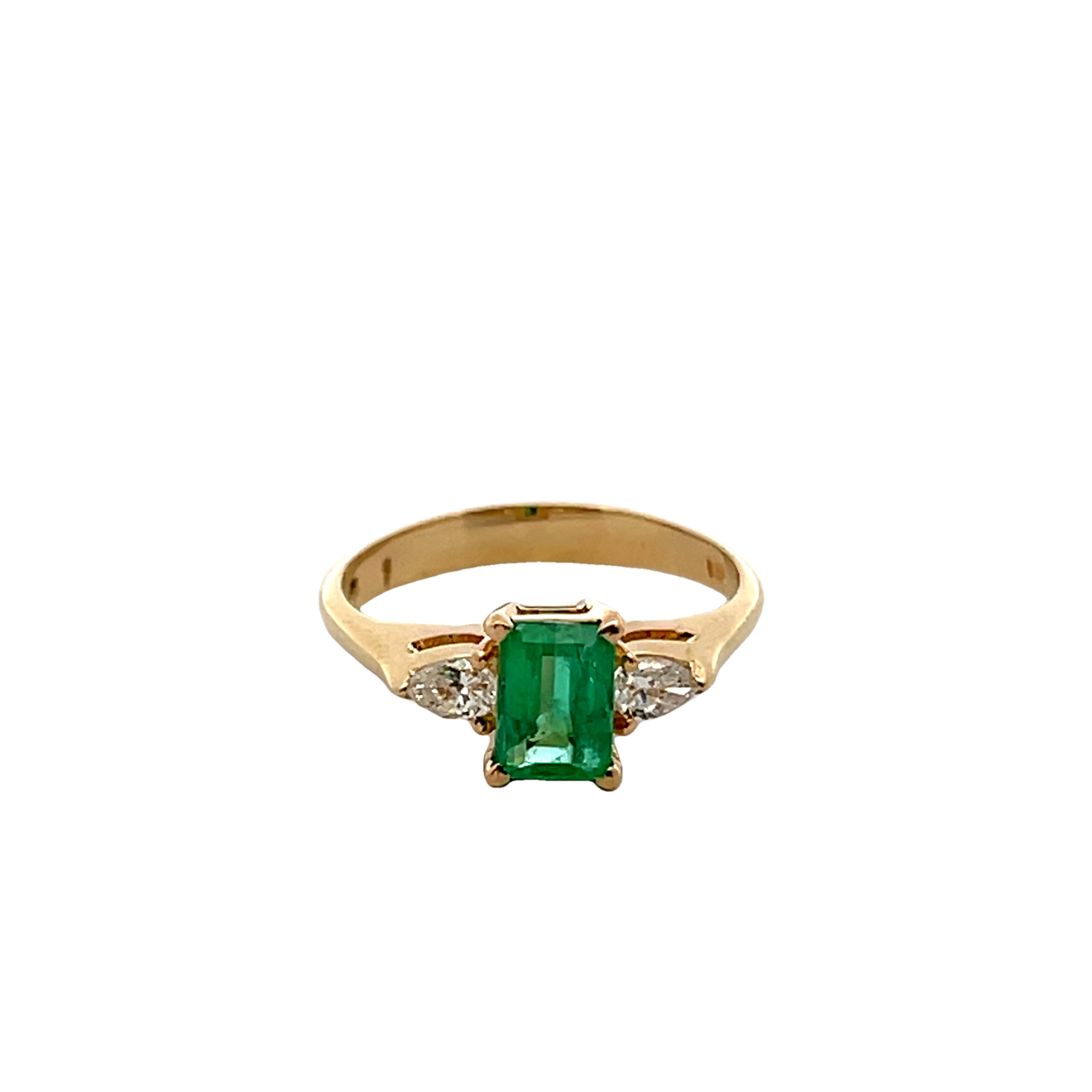 14k Yellow Gold Emerald And Diamond Ring