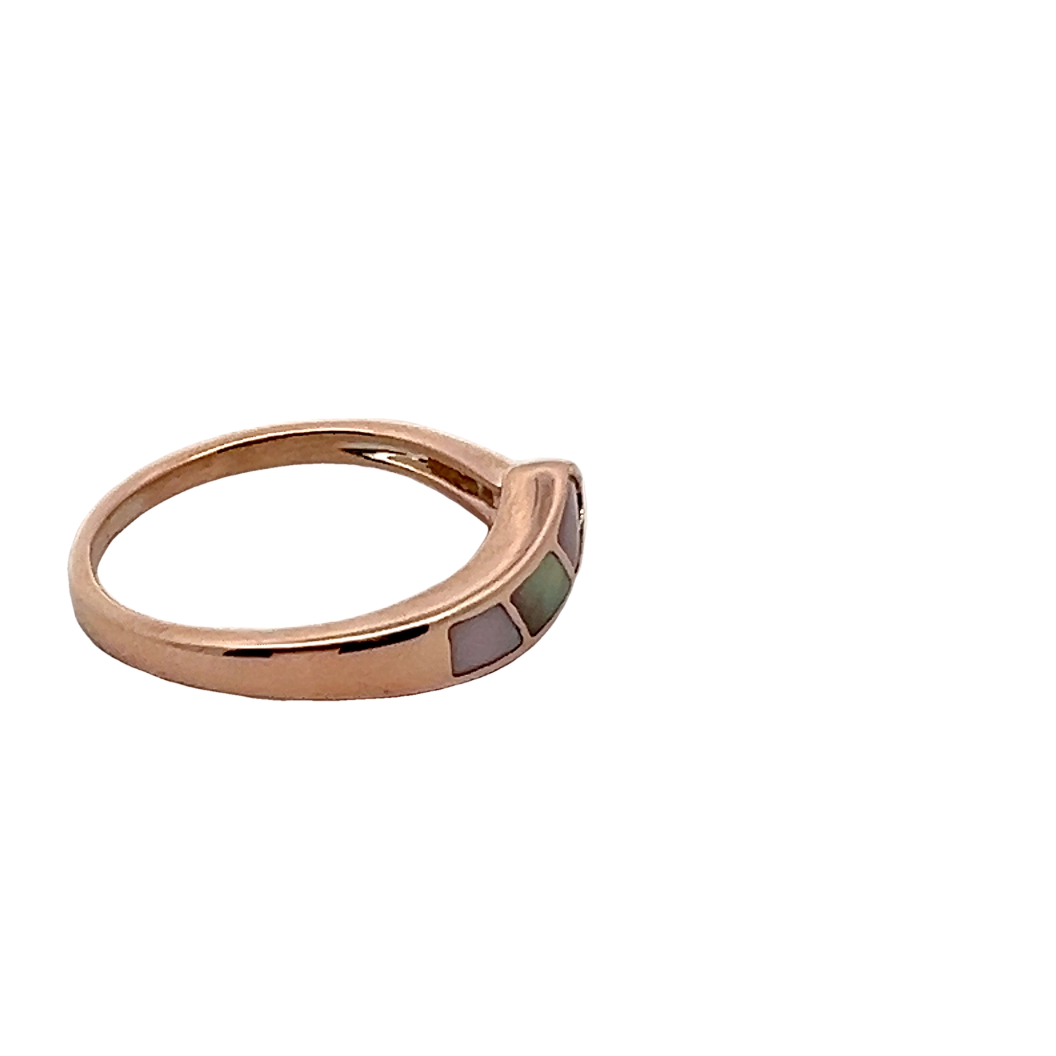 14k Rose Gold Mother Of Pearl And Diamond Ring