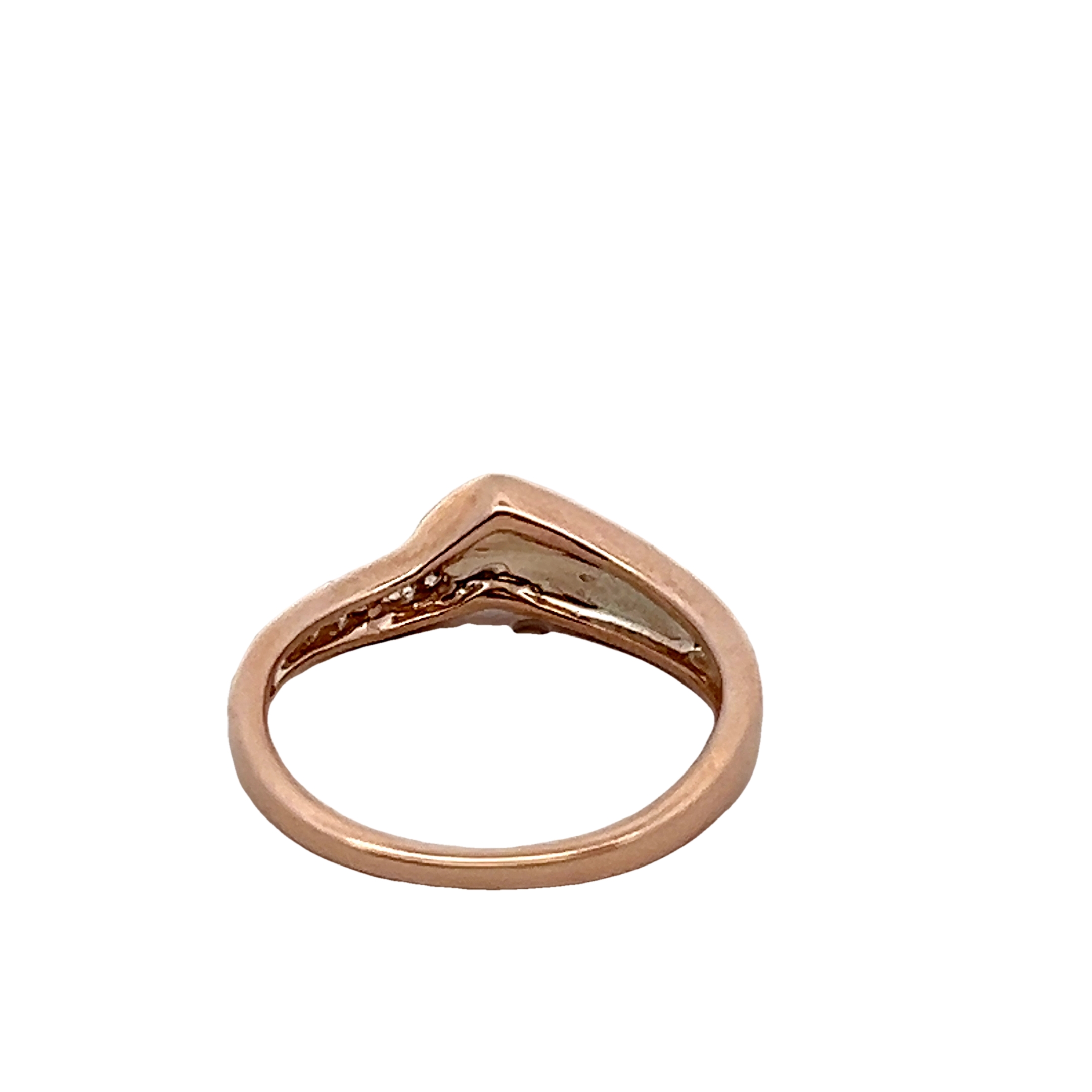 14k Rose Gold Mother Of Pearl And Diamond Ring