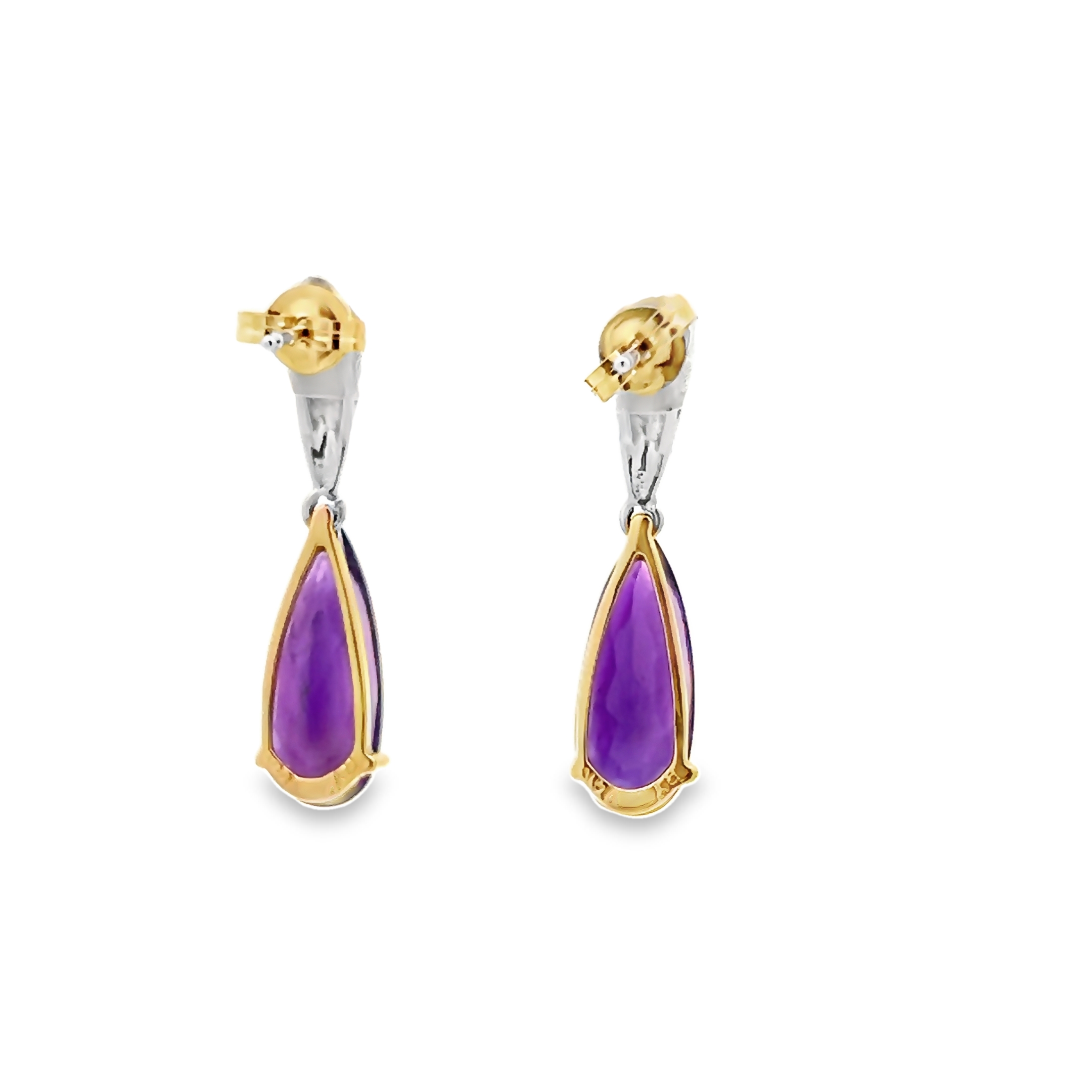 14k White And Yellow Gold Amethyst Drop Earrings
