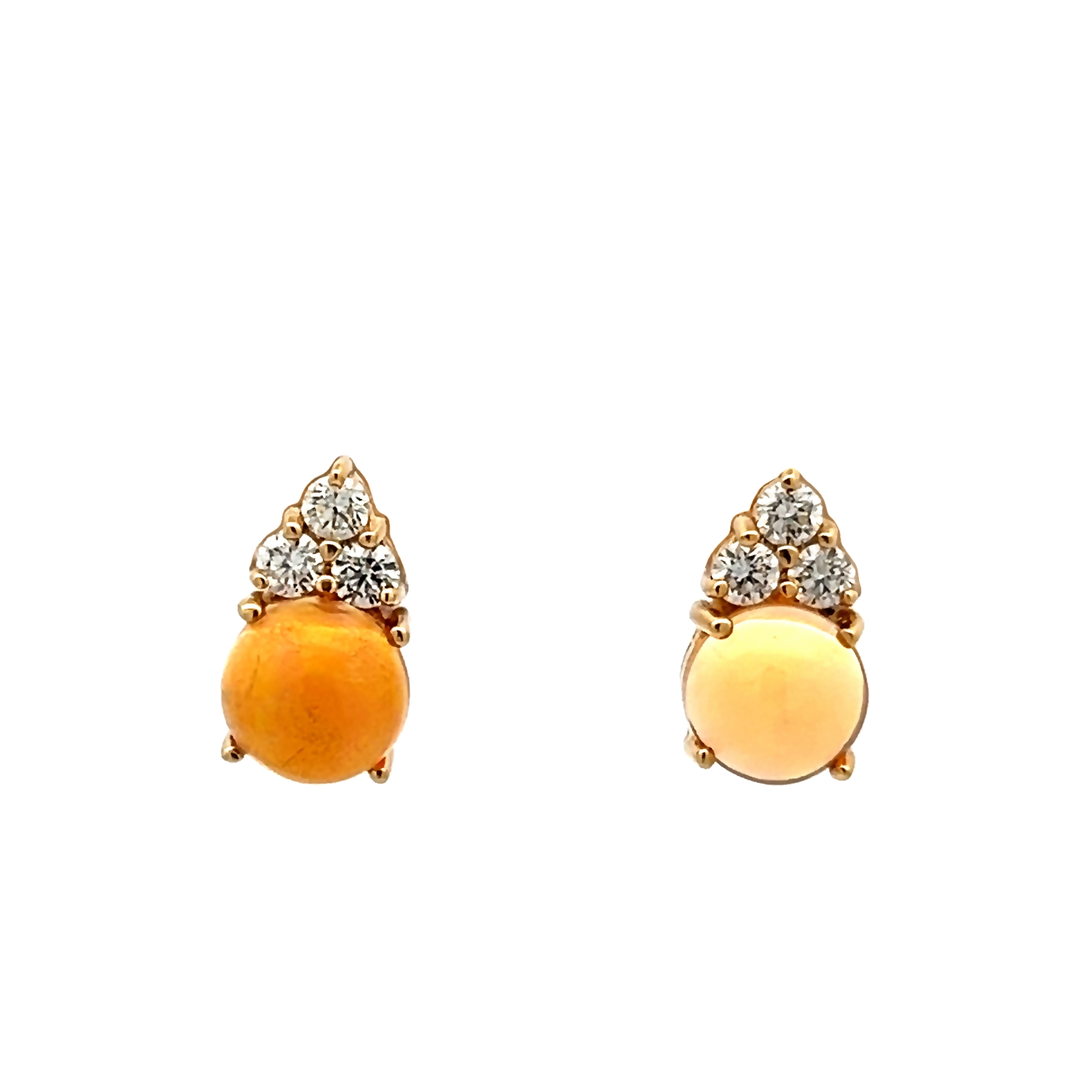 14k Yellow Gold Opal Cluster Stud Earrings