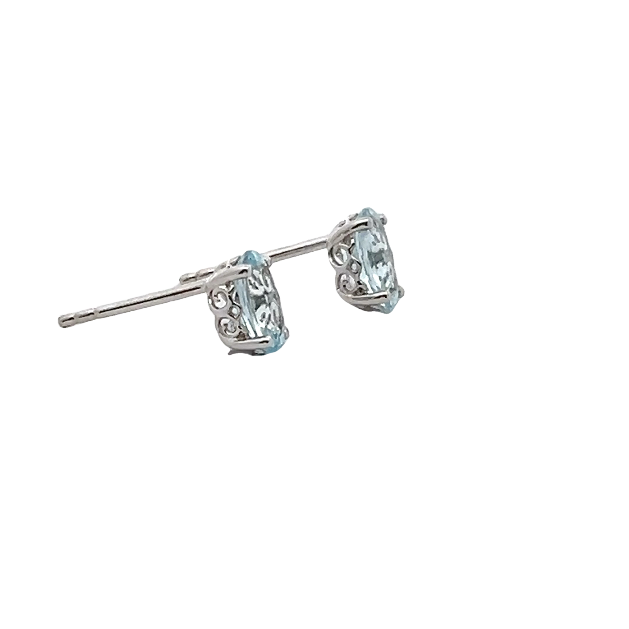 14k White Gold Aquamarine Studs