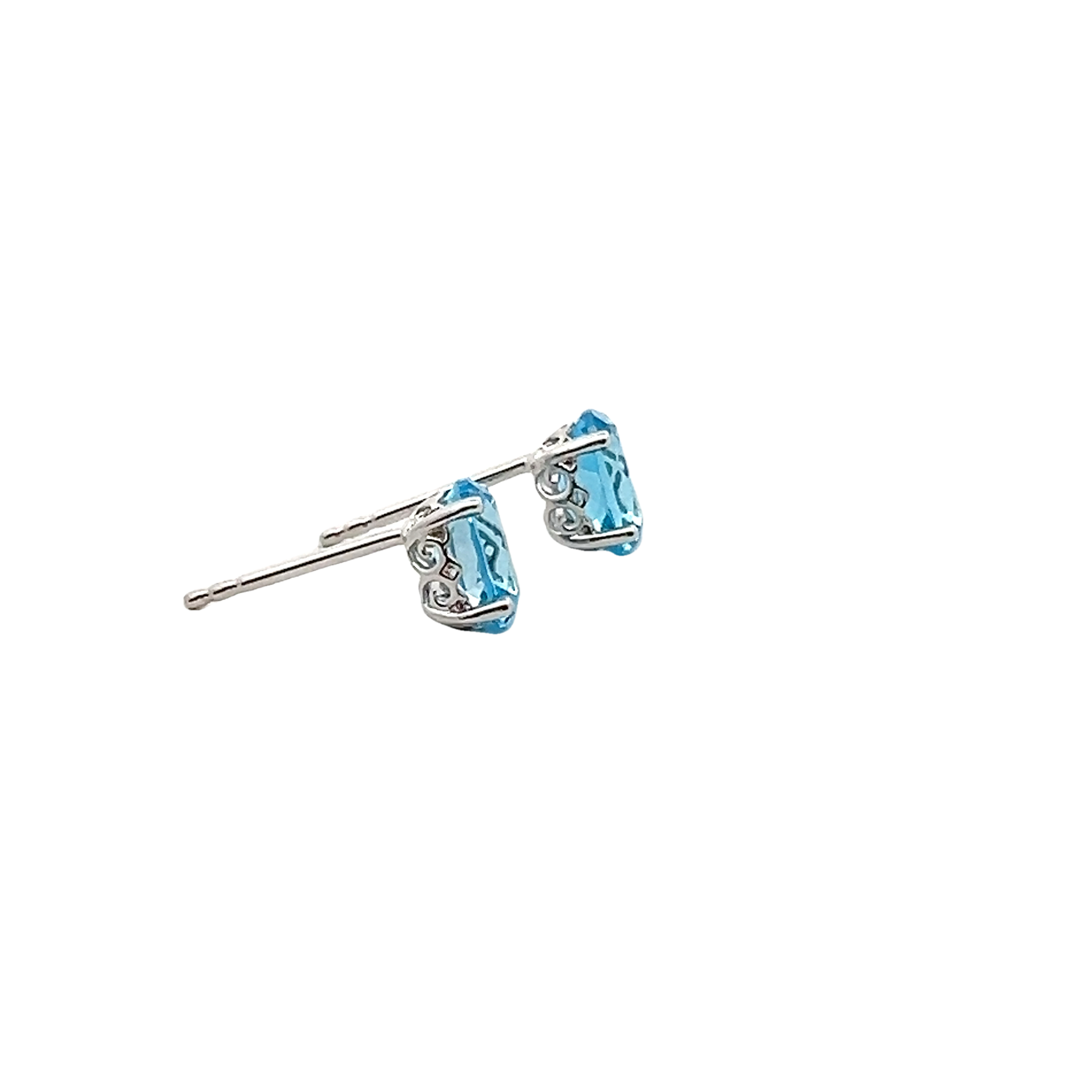 14k White Gold Swiss Blue Topaz Studs