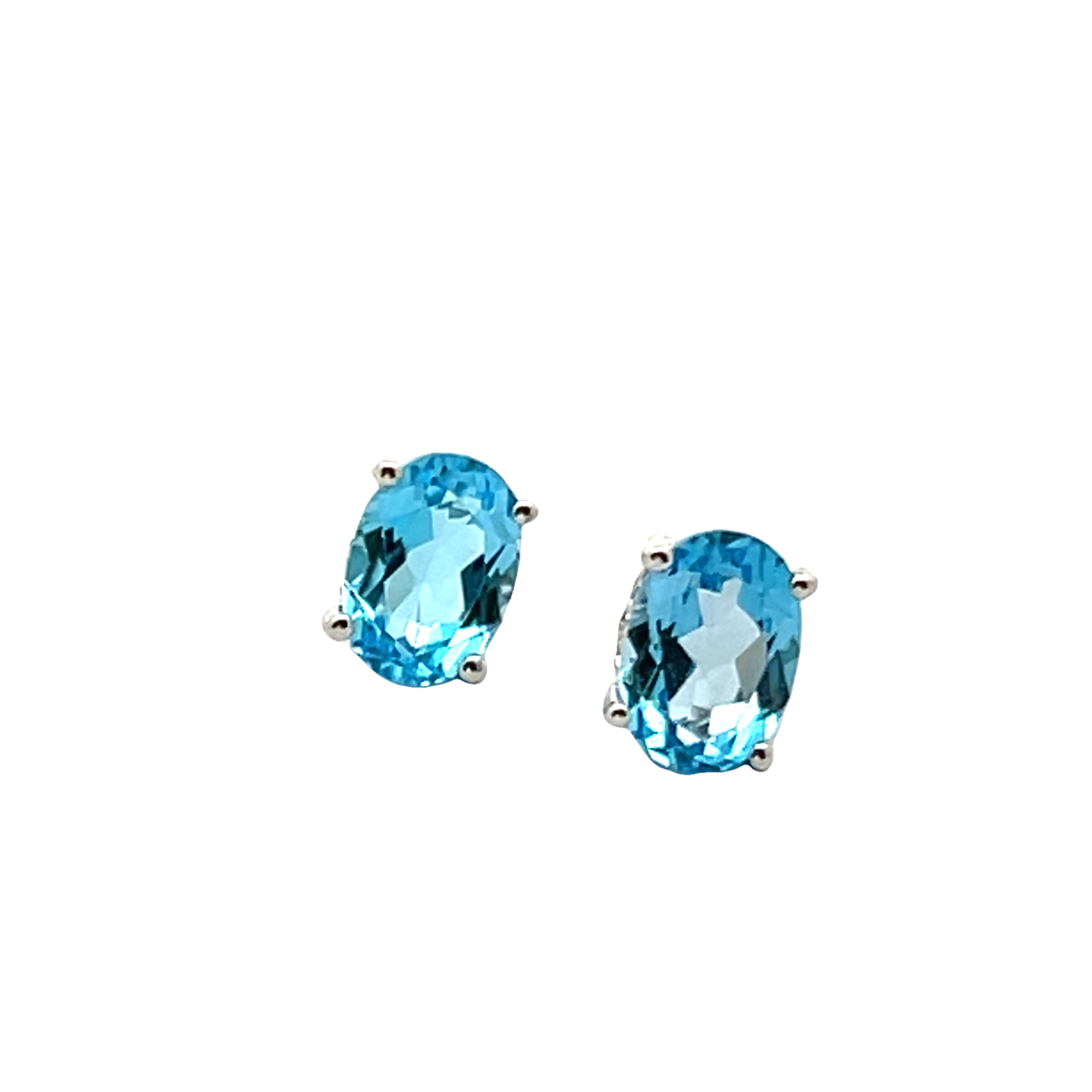 14k White Gold Swiss Blue Topaz Studs