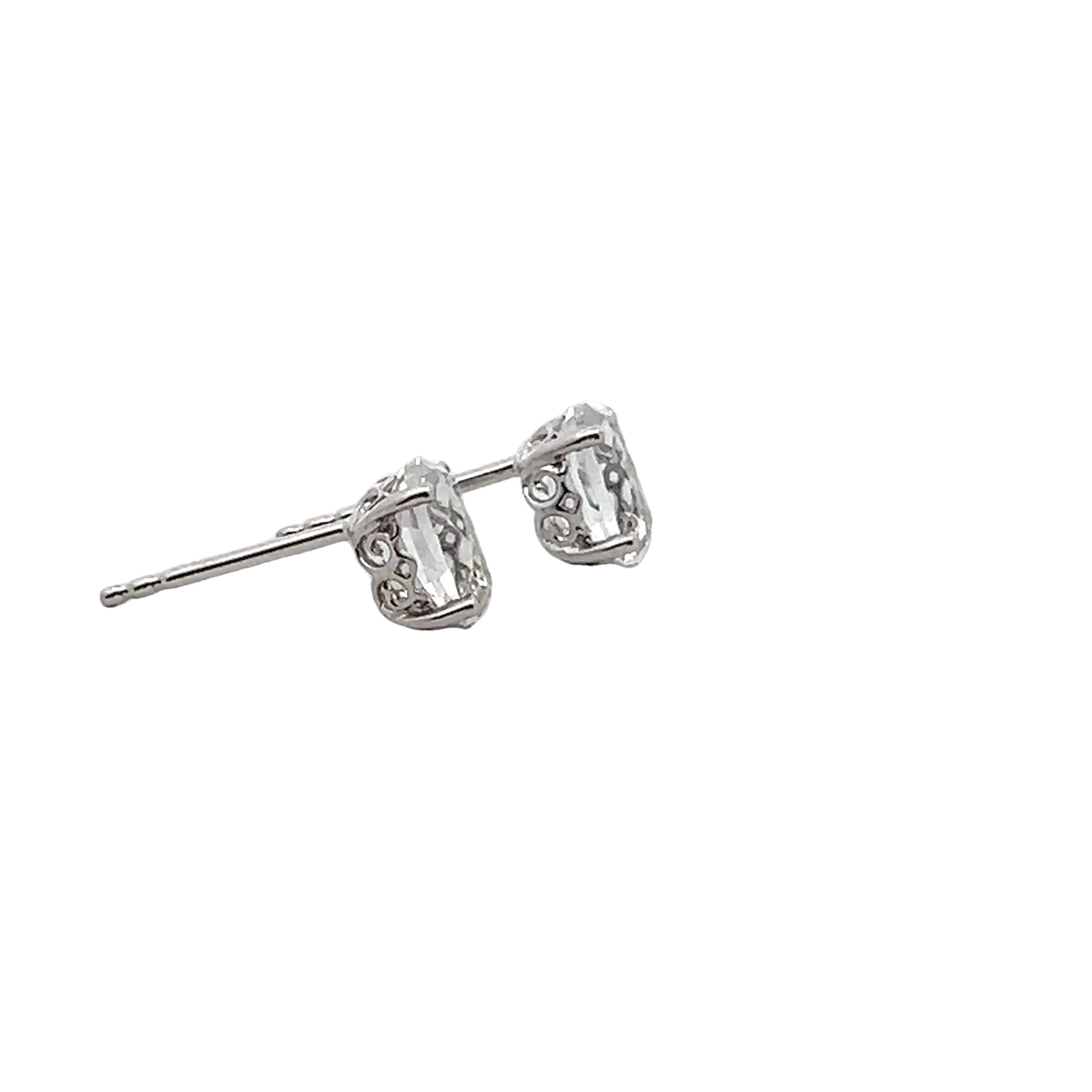 14k White Gold Topaz Studs