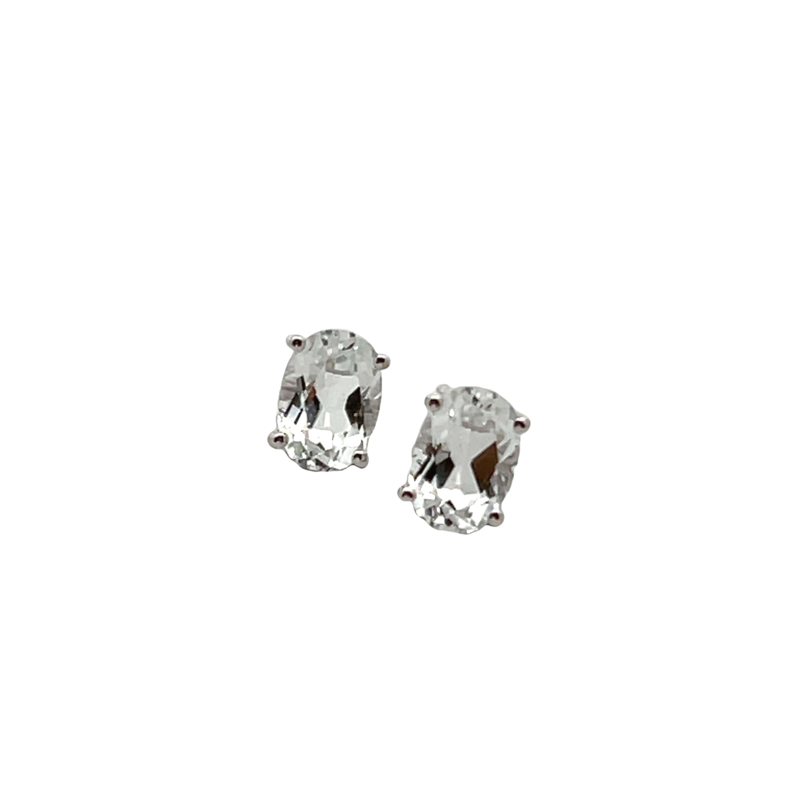 14k White Gold Topaz Studs