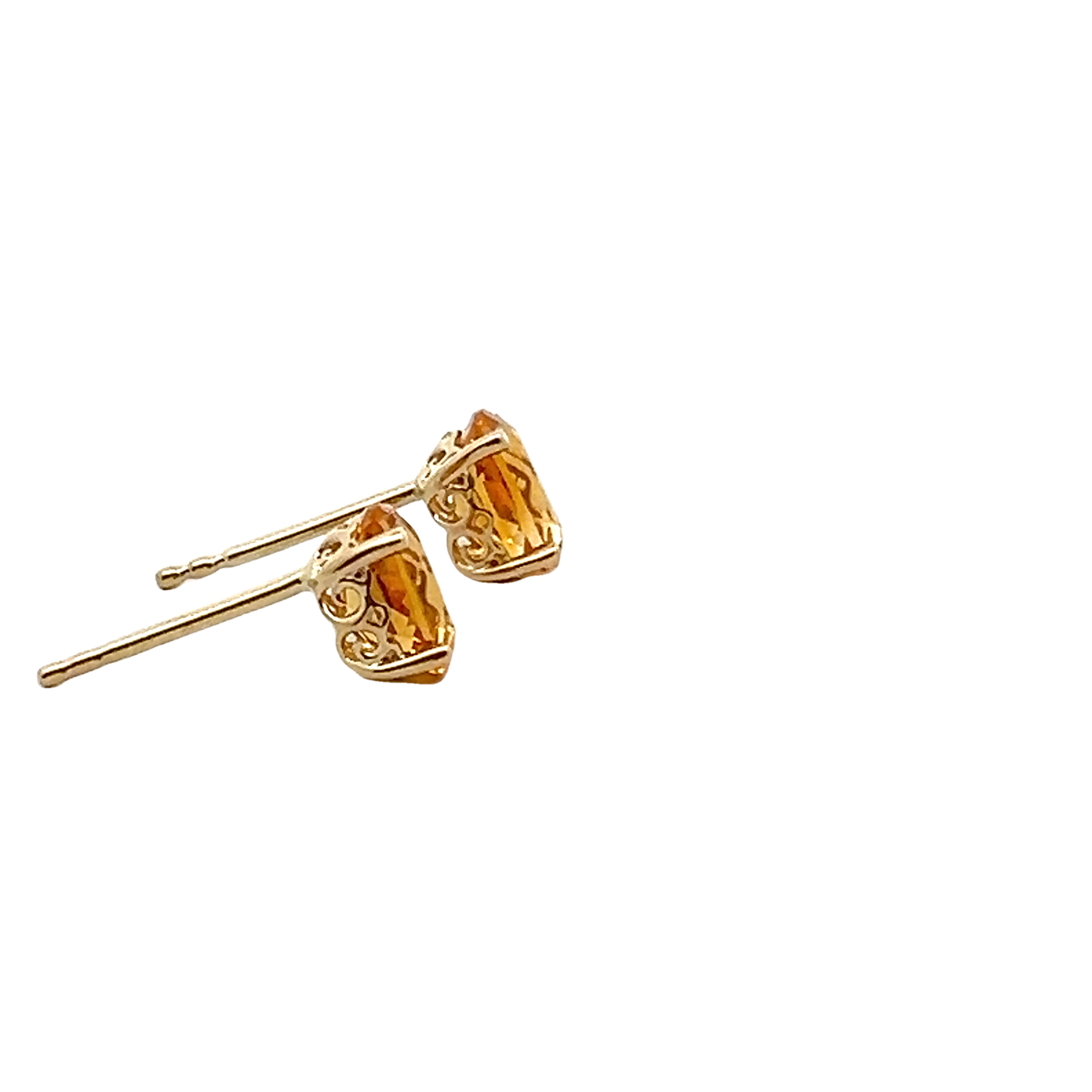 14k Yellow Gold Citrine Studs