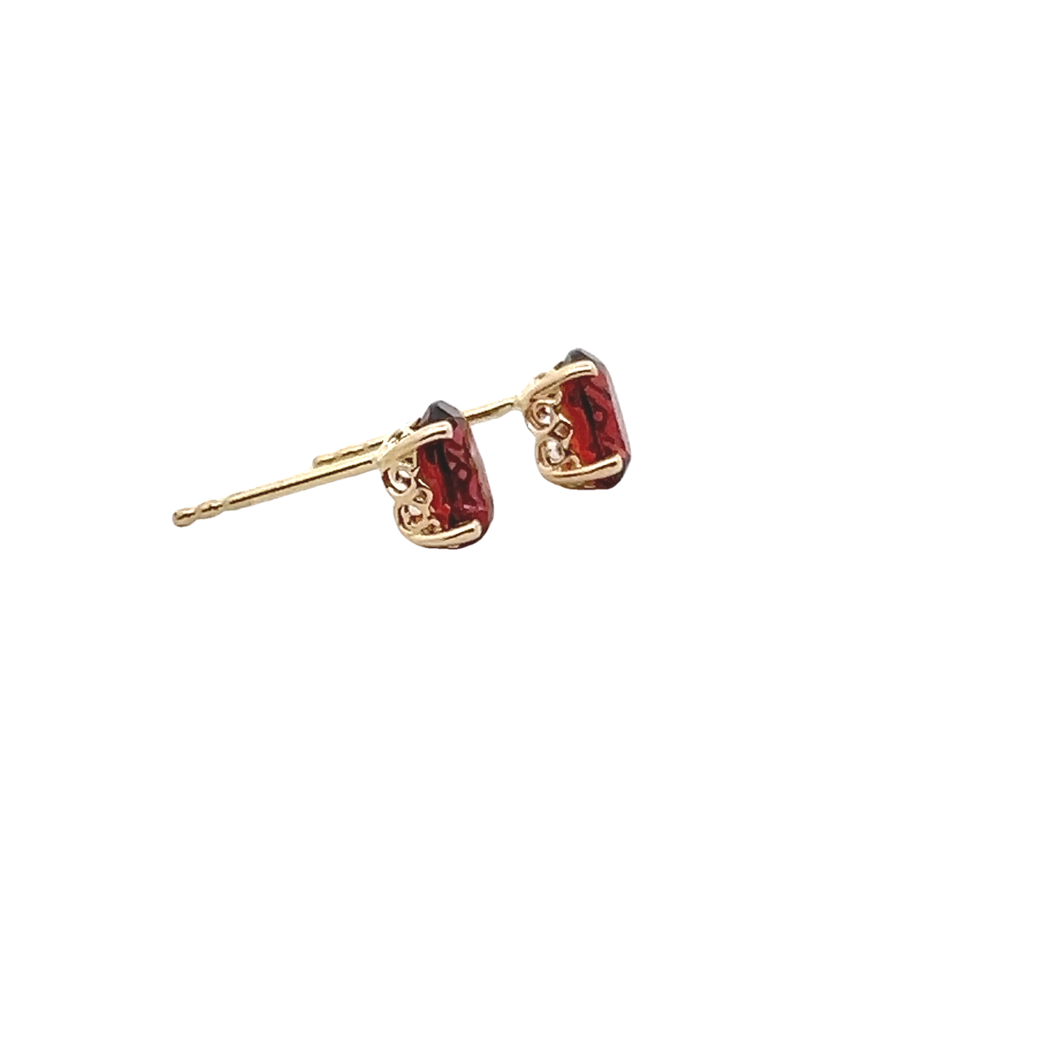 14k Yellow Gold Garnet Studs