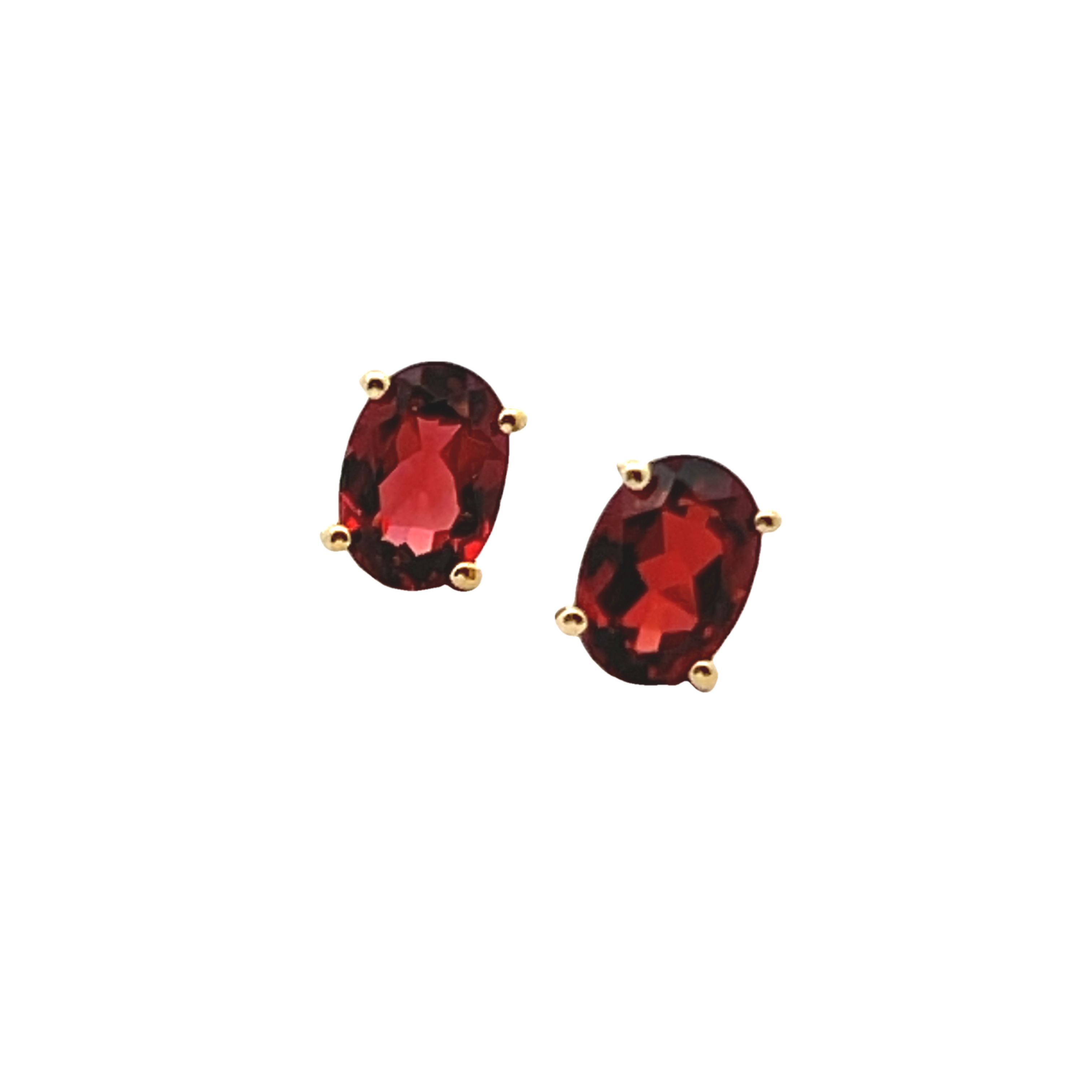 14k Yellow Gold Garnet Studs