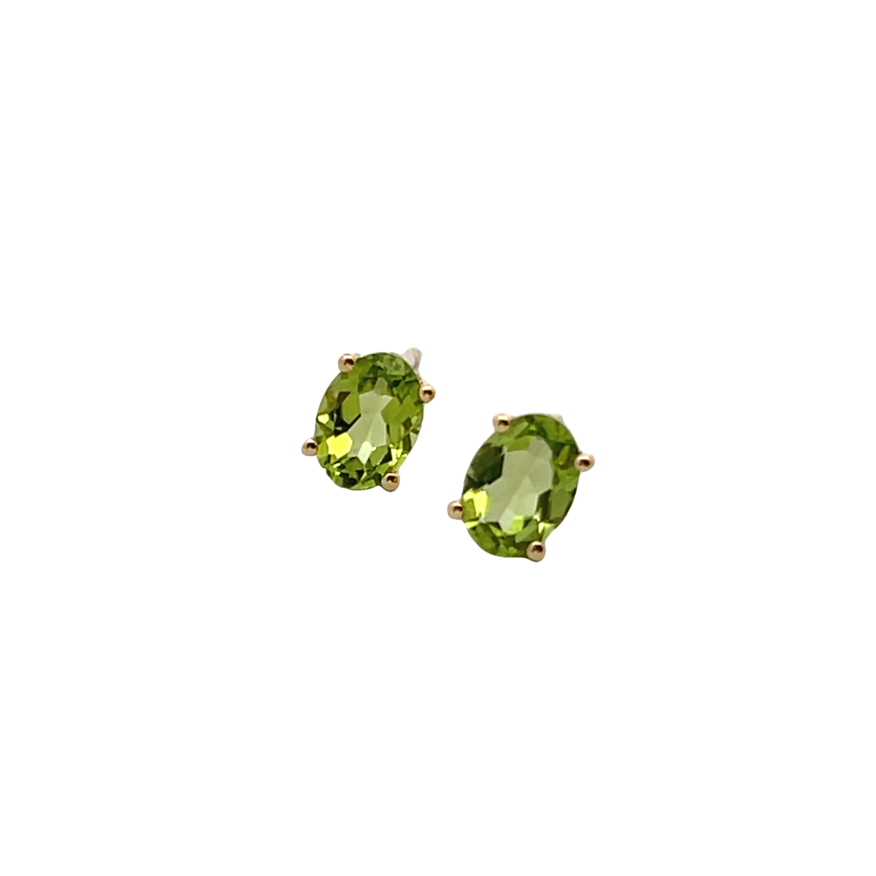 14k Yellow Gold Peridot Studs