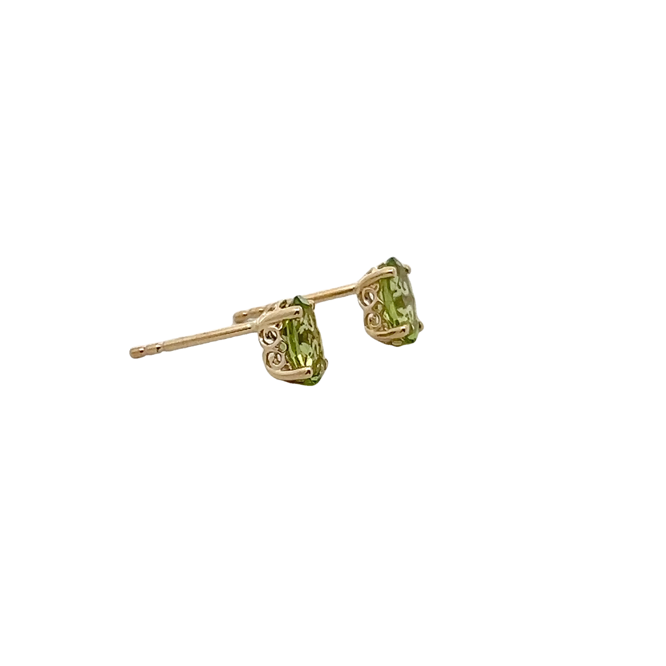 14k Yellow Gold Peridot Studs