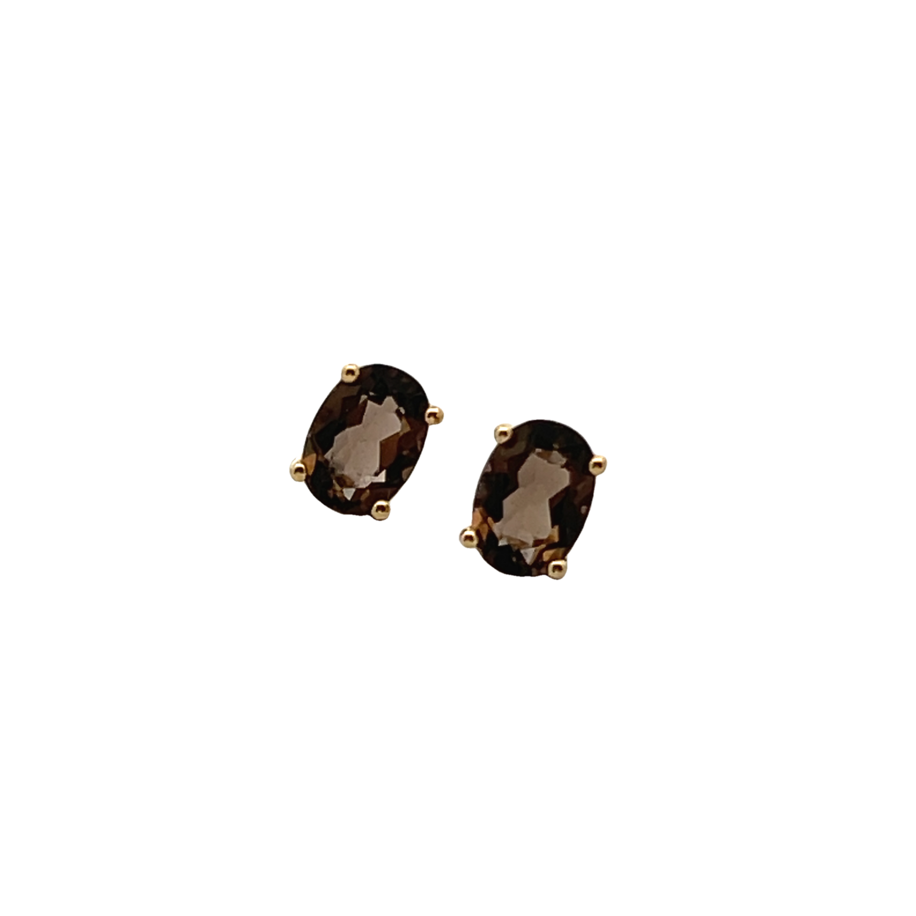 14k Yellow Gold Smoky Quartz Studs