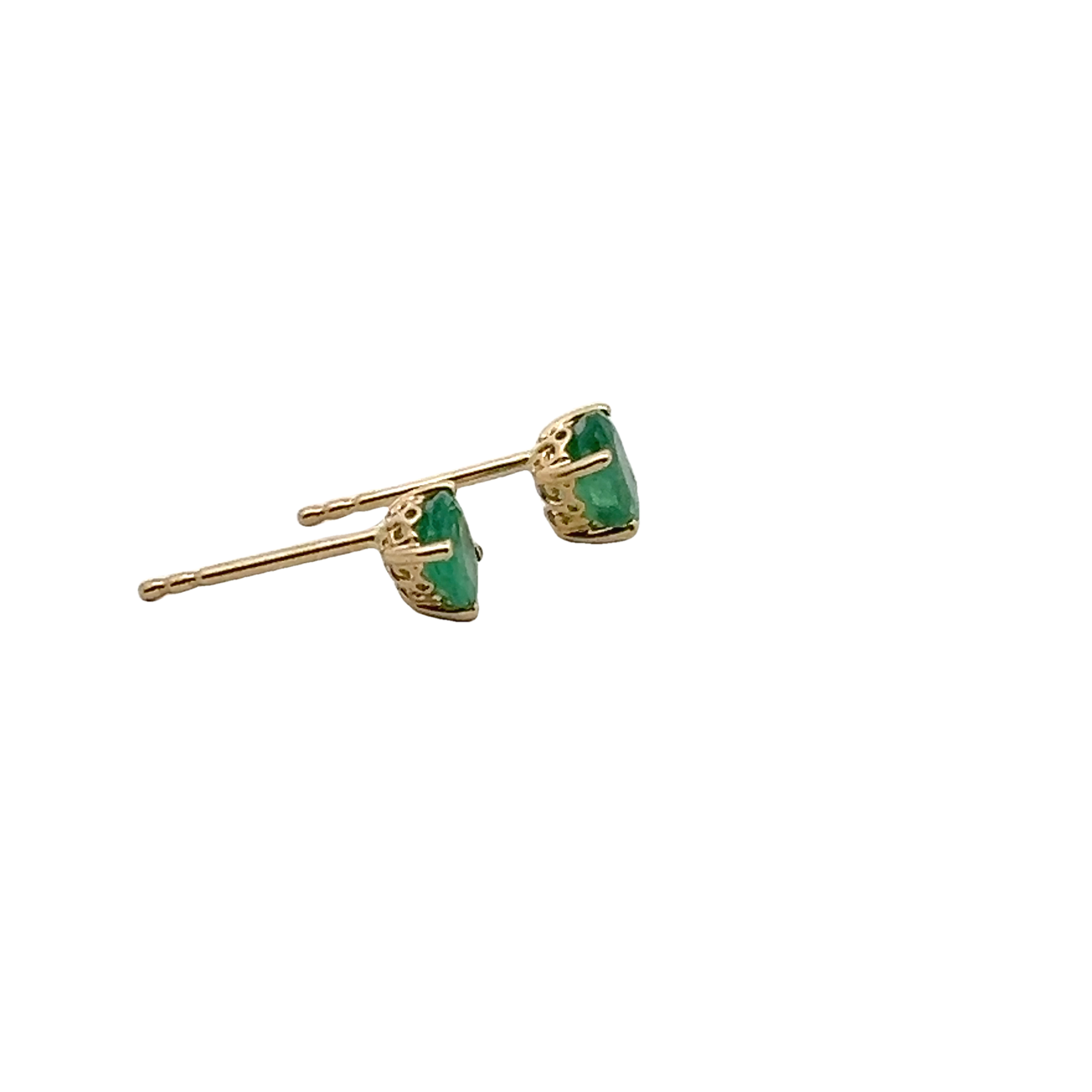 14k Yellow Gold Emerald Studs