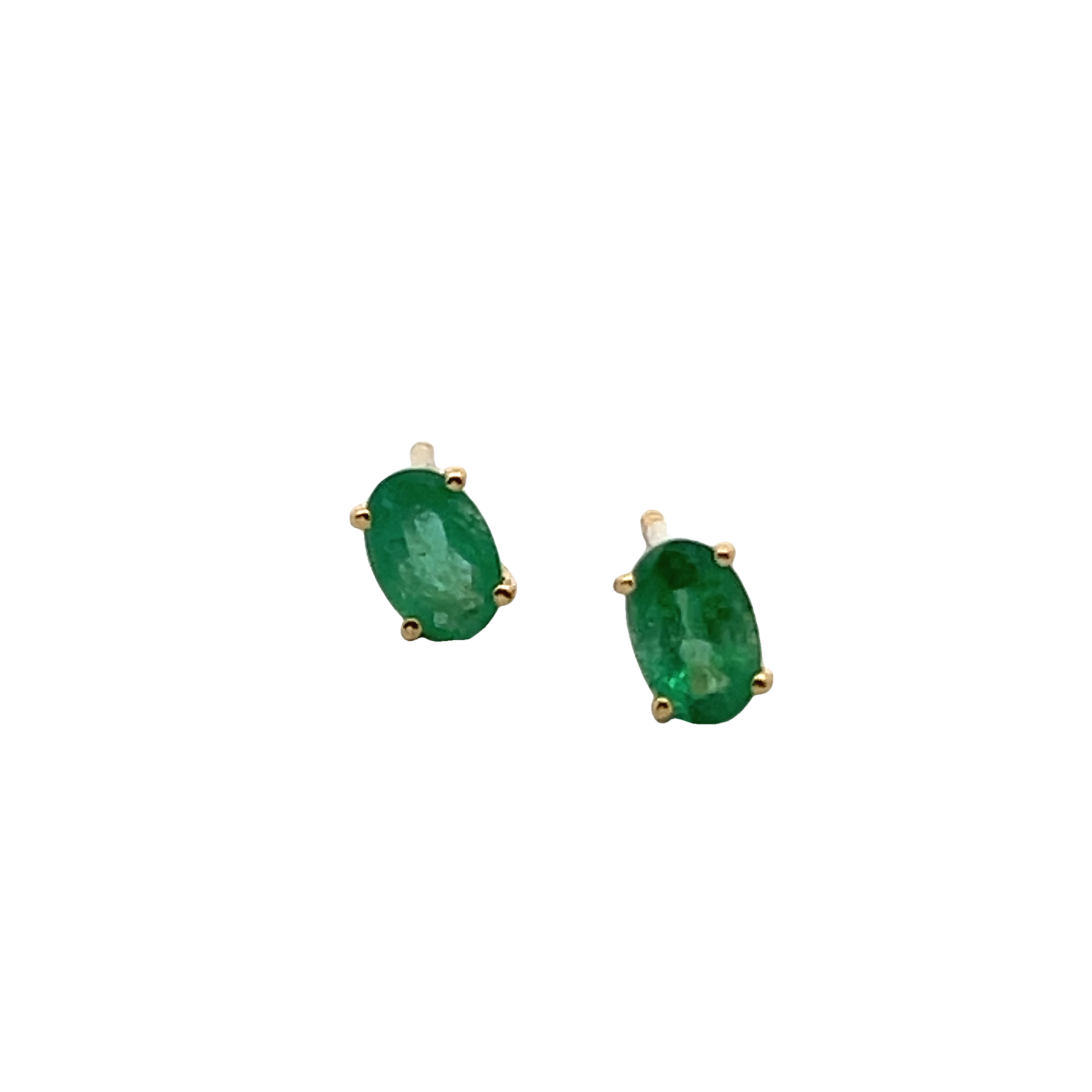 14k Yellow Gold Emerald Studs