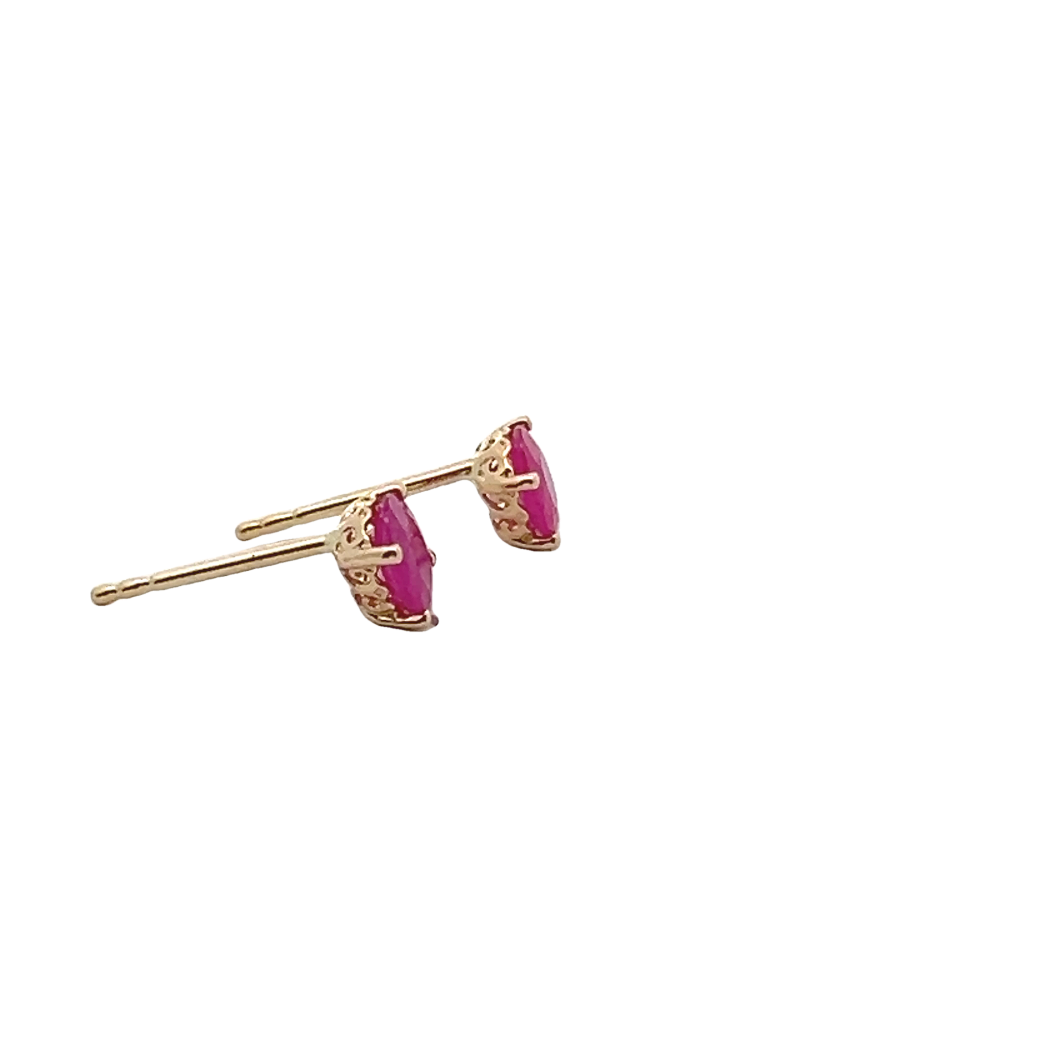 14k Yellow Gold Ruby Studs