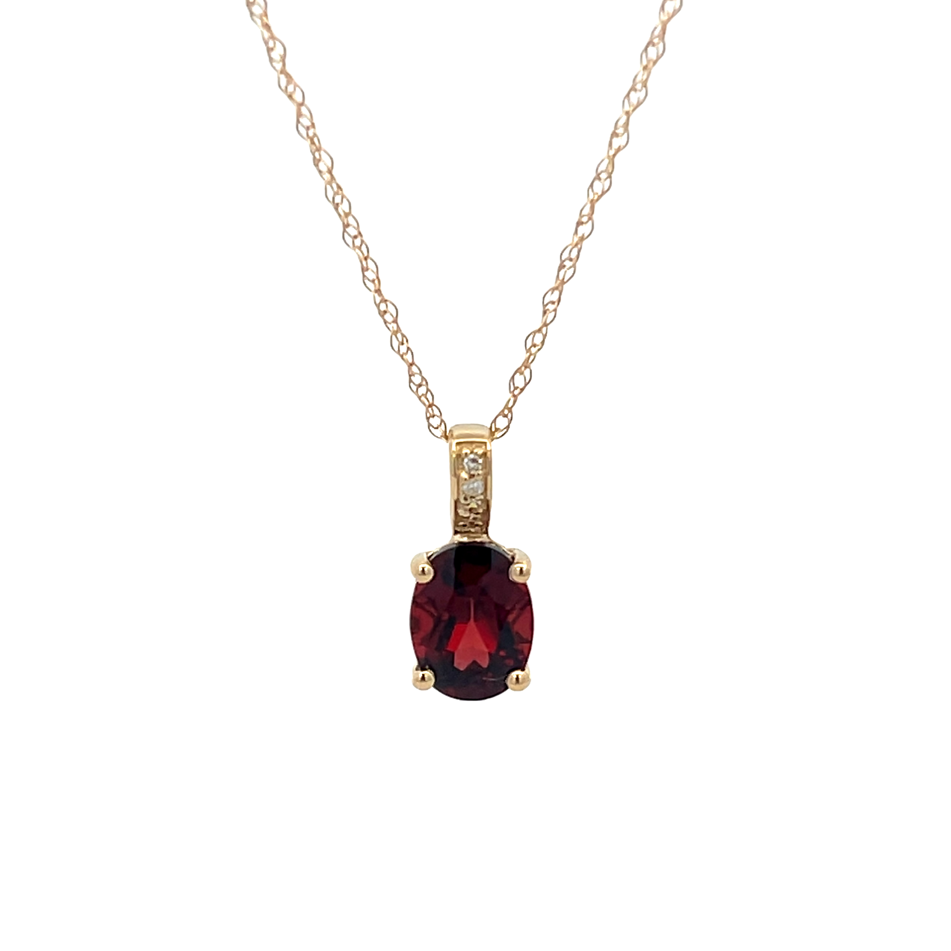 14k Yellow Gold Garnet And Diamond Pendant