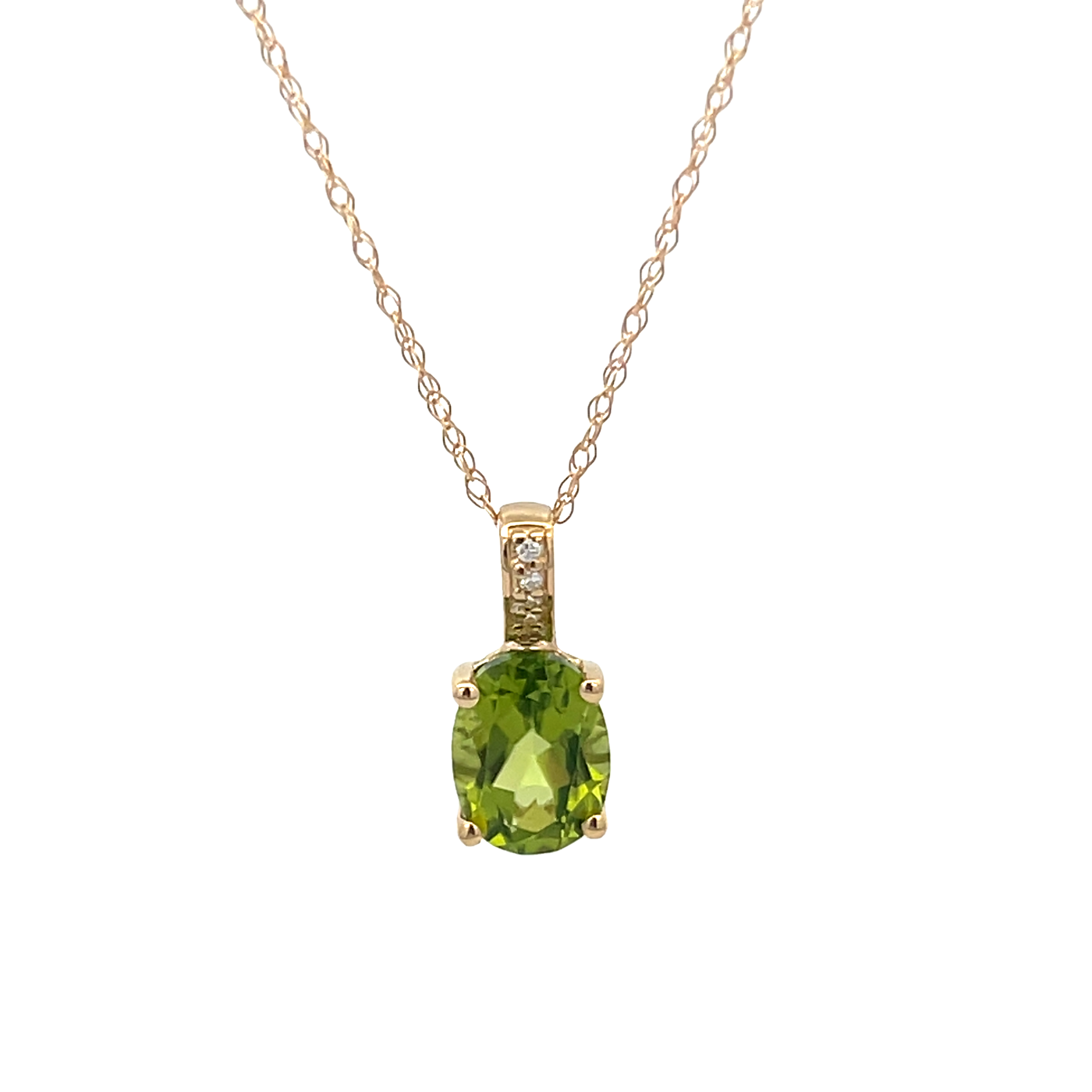 14k Yellow Gold Peridot And Diamond Pendant