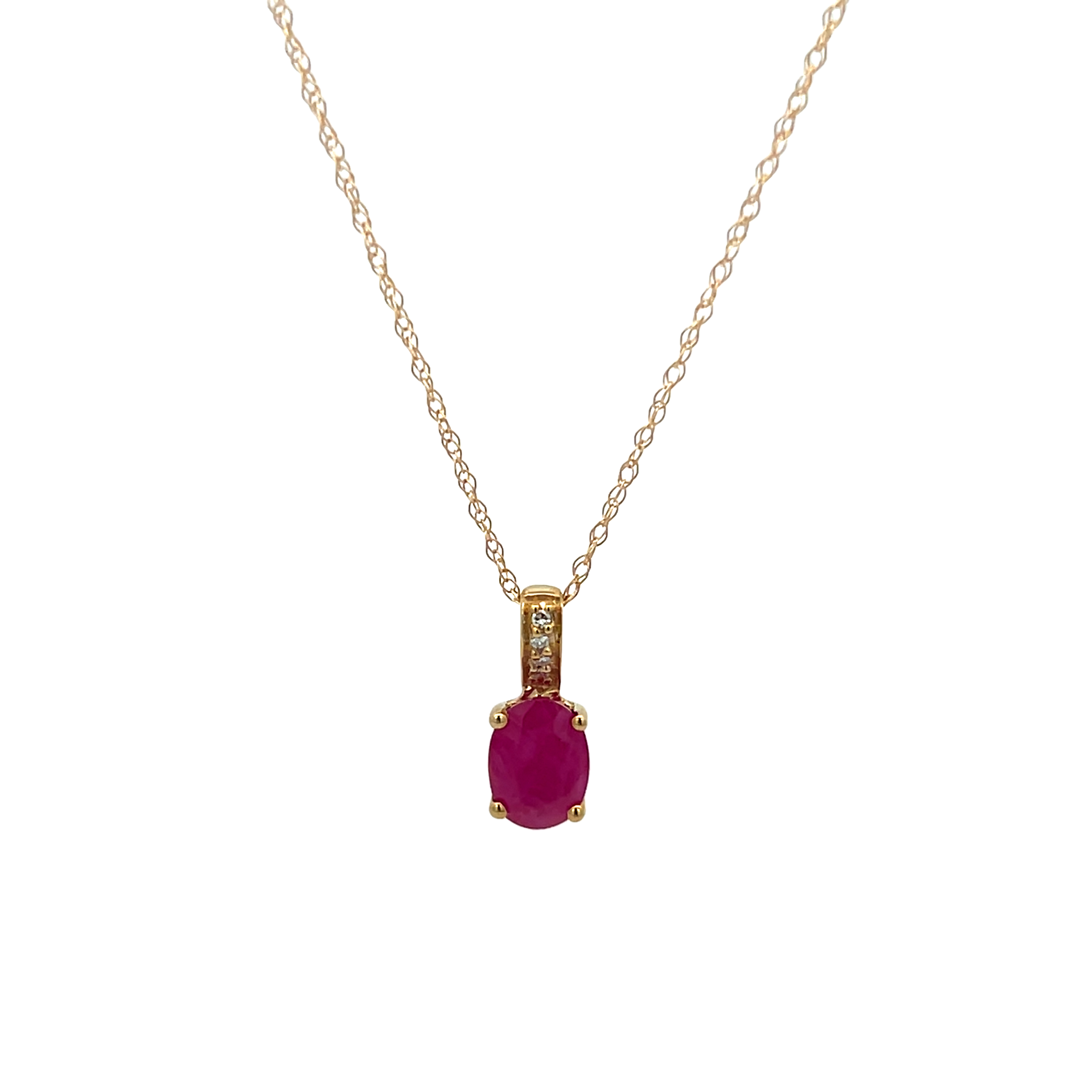 14k Yellow Gold Ruby And Diamond Pendant