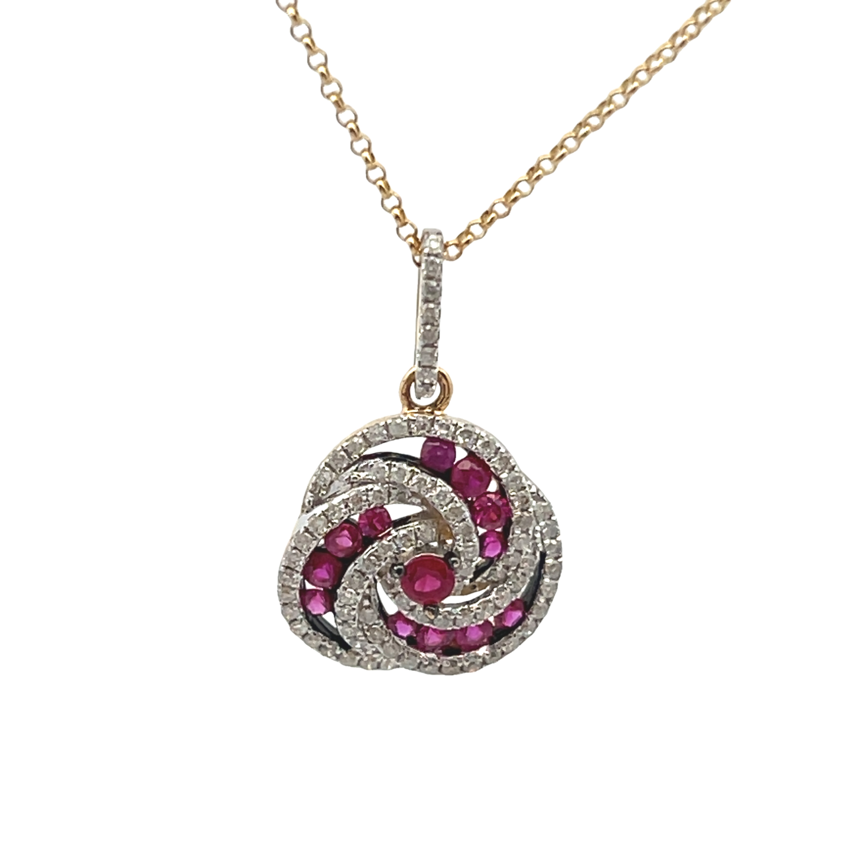 14k Yellow Gold Ruby And Diamond Necklace