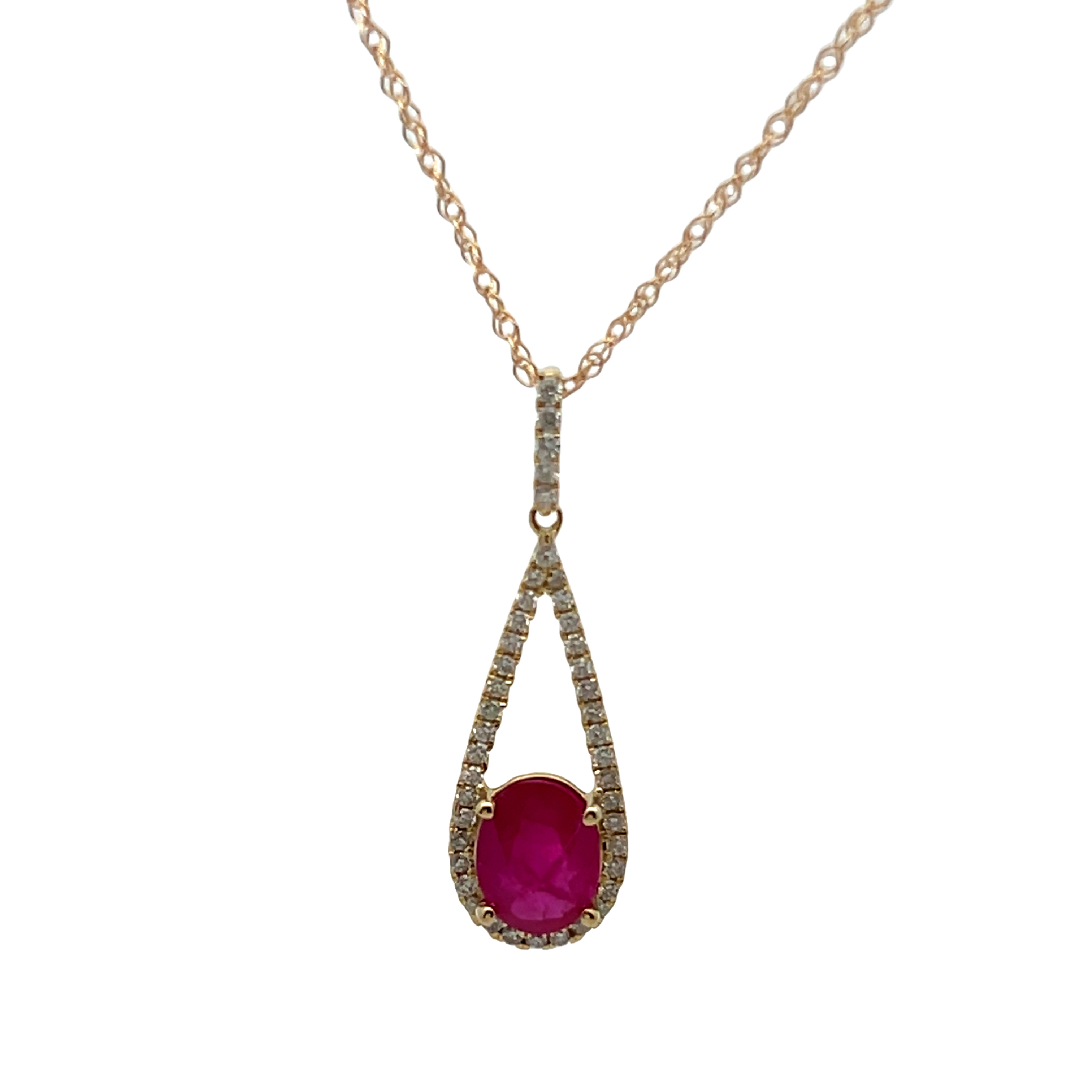 14k Yellow Gold Ruby And Diamond Necklace