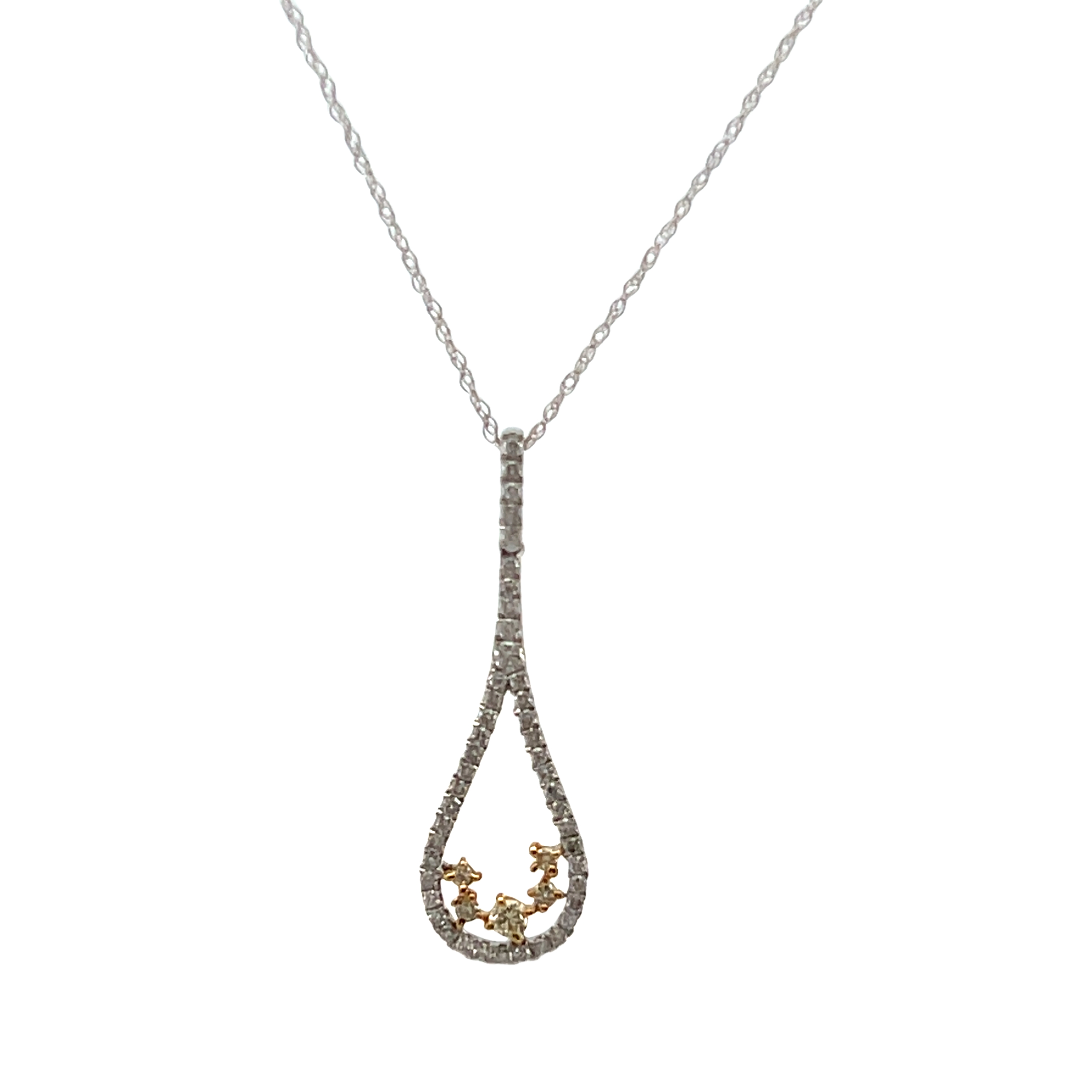 14k White And Yellow Gold Diamond Pendant Necklace