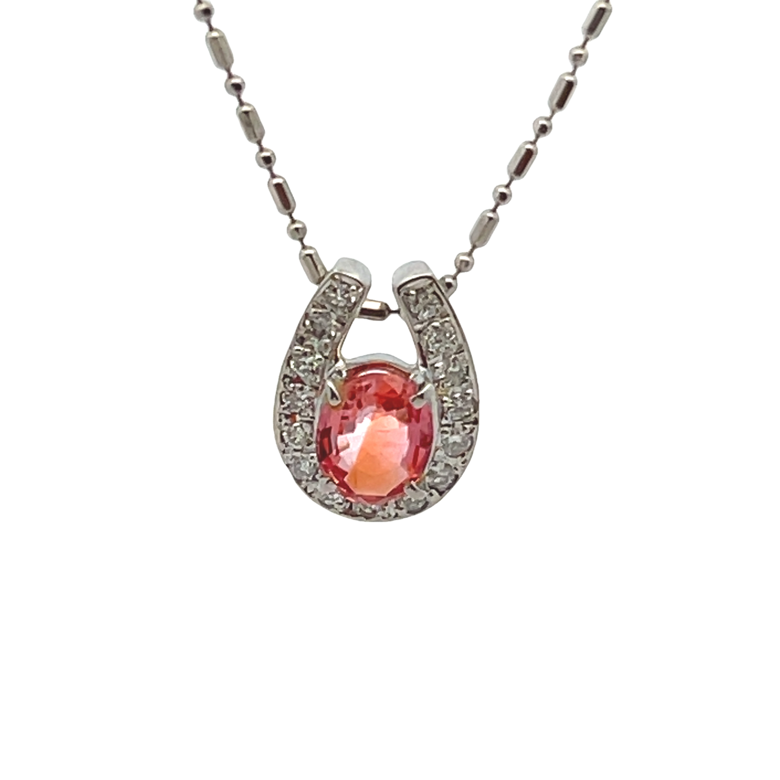 Platnium Orange Sapphire And Diamond Drop Pendant