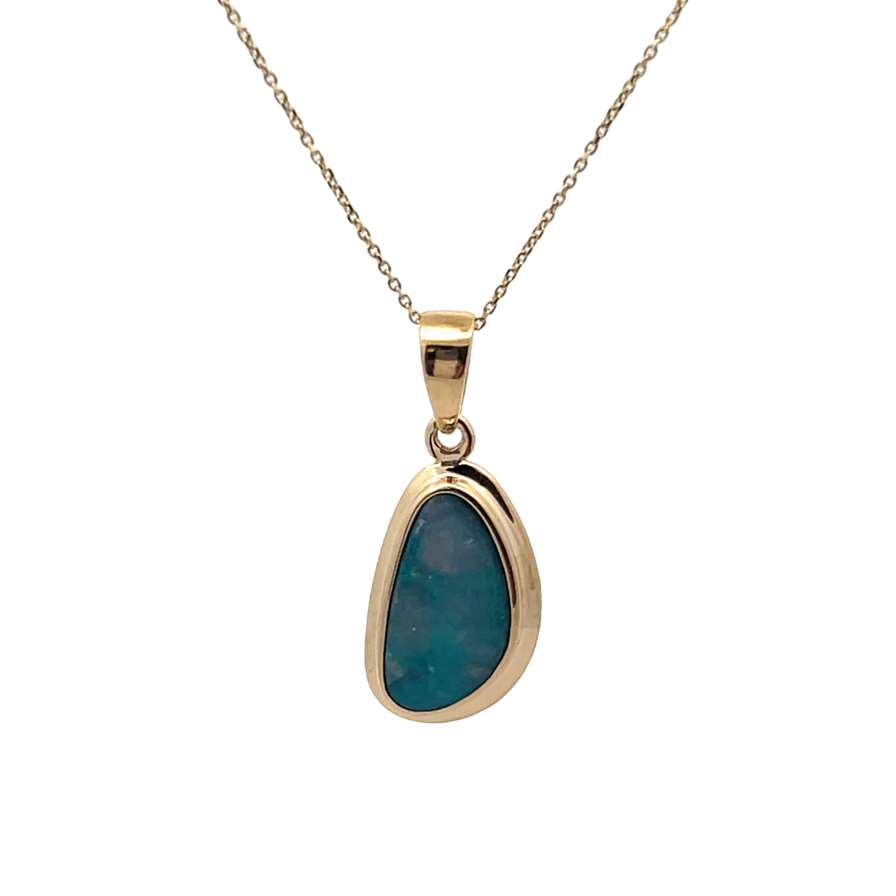 14k Yellow Gold Black Opal Pendant