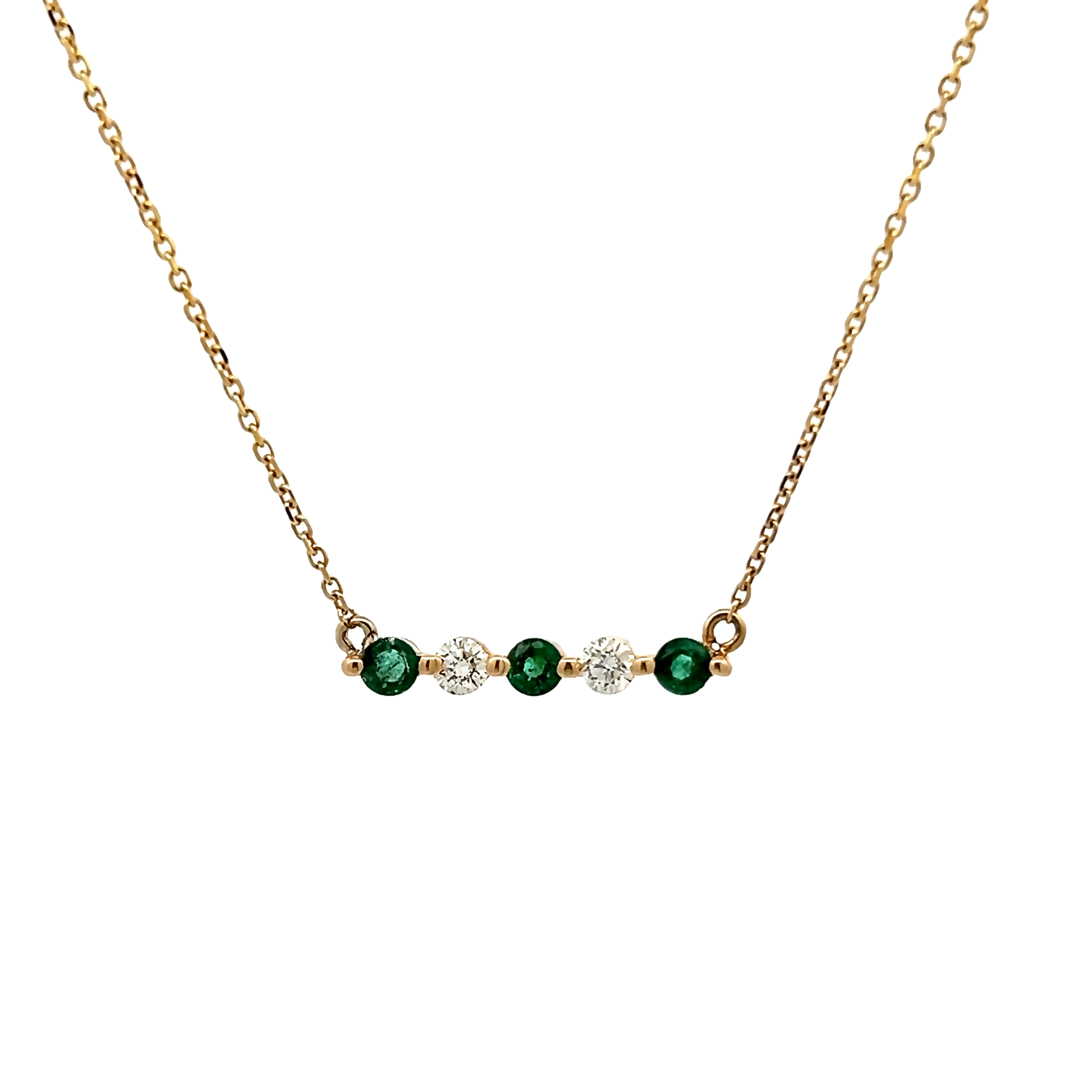 14k Yellow Gold Emerald Bar Necklace