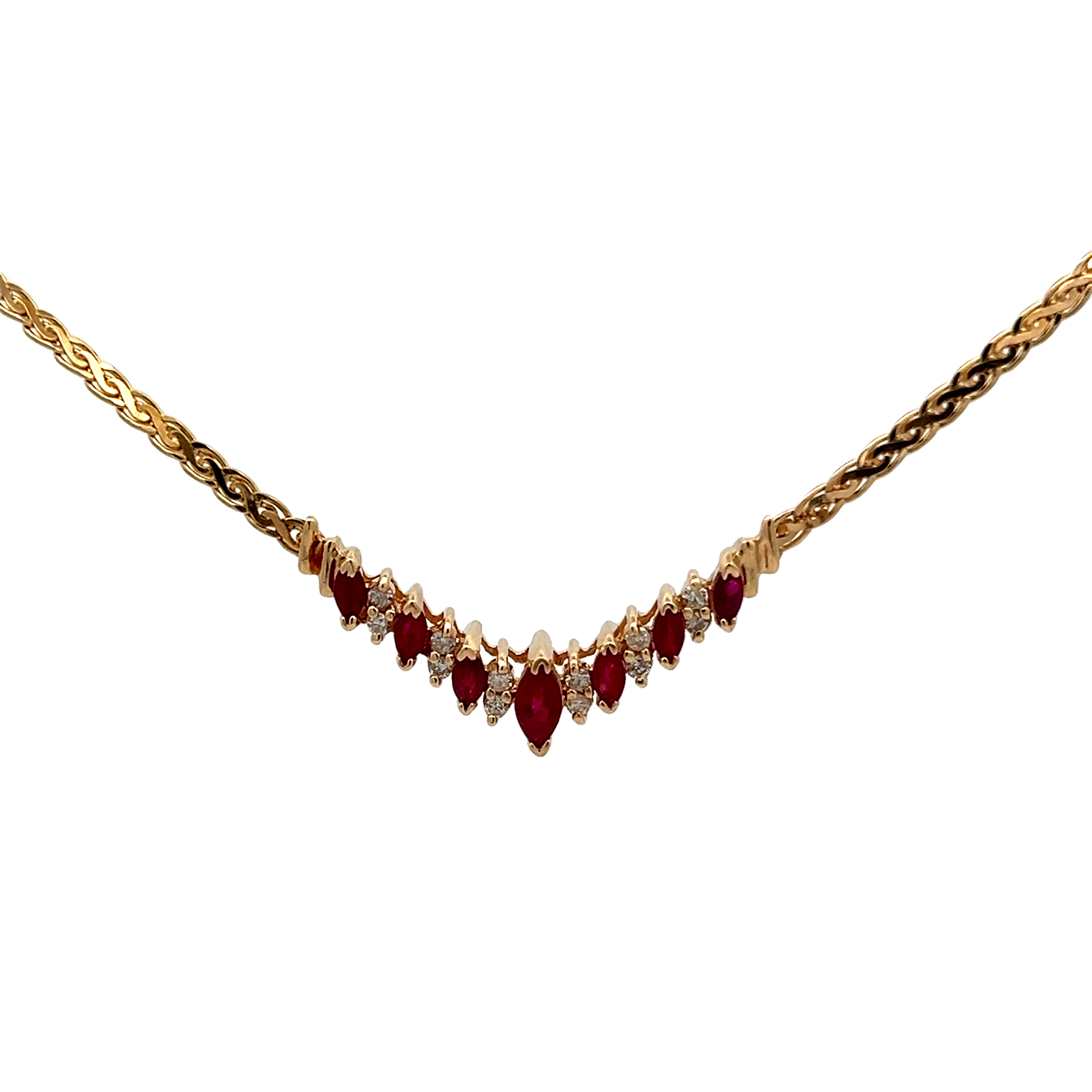 14k Yellow Gold Ruby Necklace