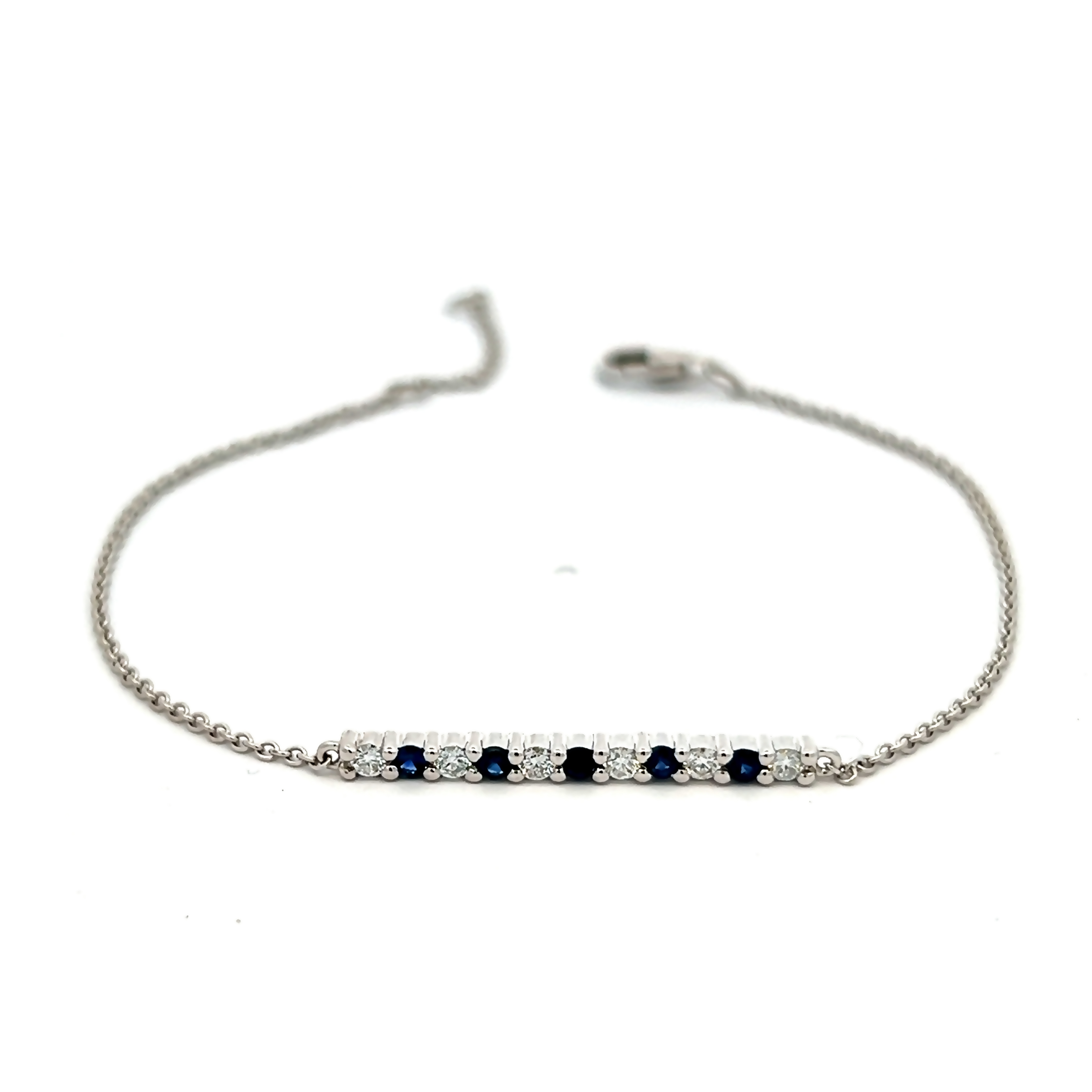 14k White Gold Diamond And Sapphire Bracelet