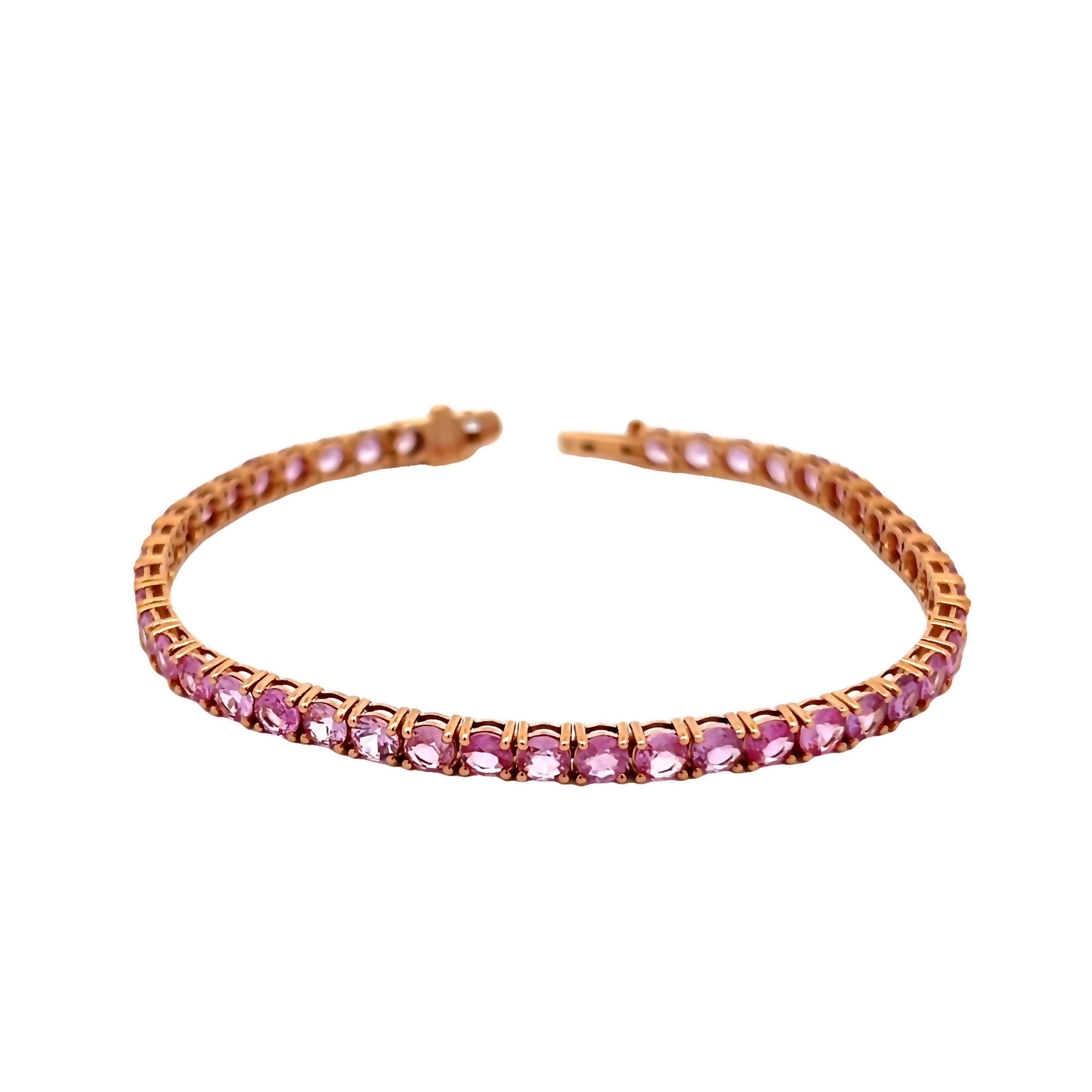 14k Rose Gold Pink Sapphire Line Bracelet