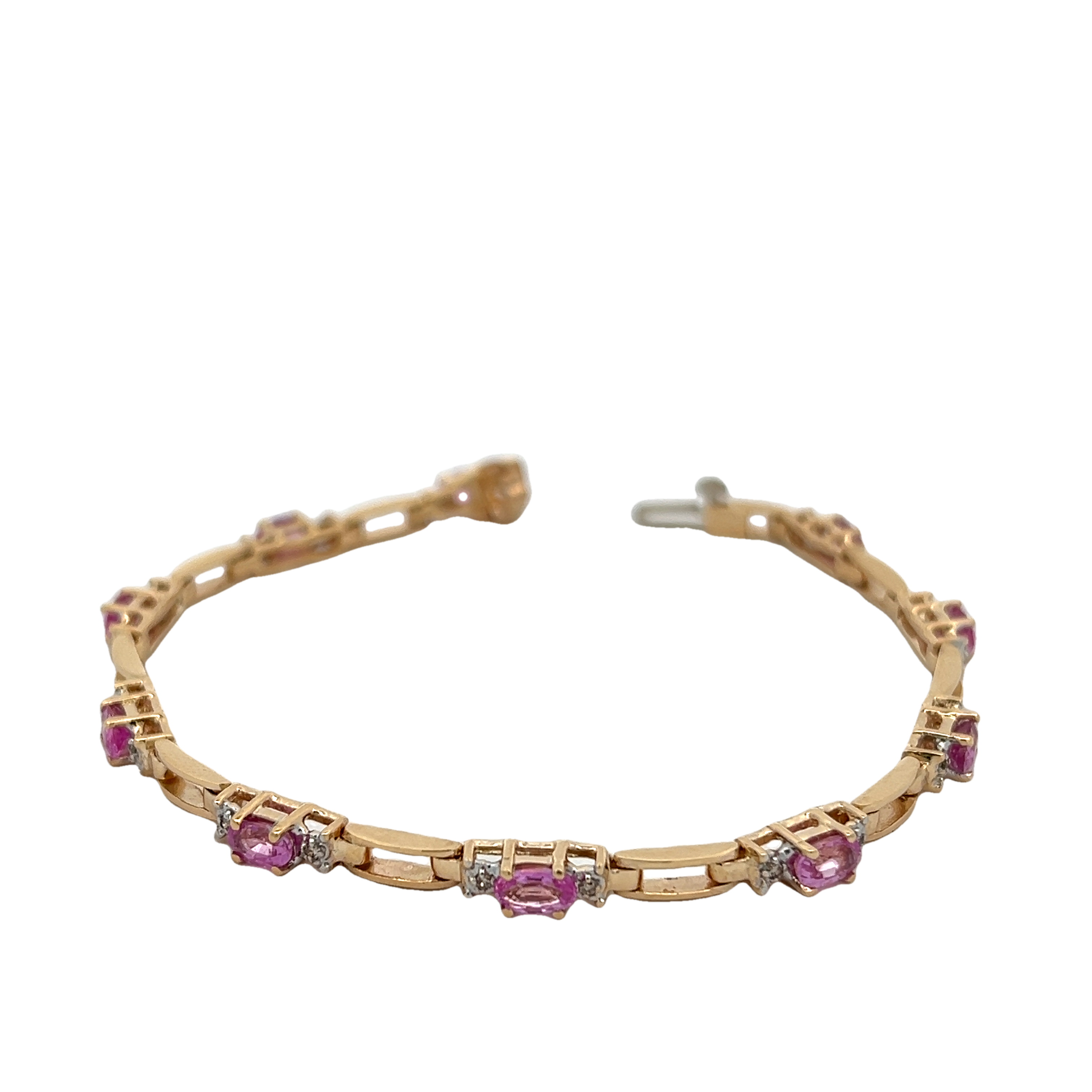 14k Yellow Gold Pink Sapphire Bracelet