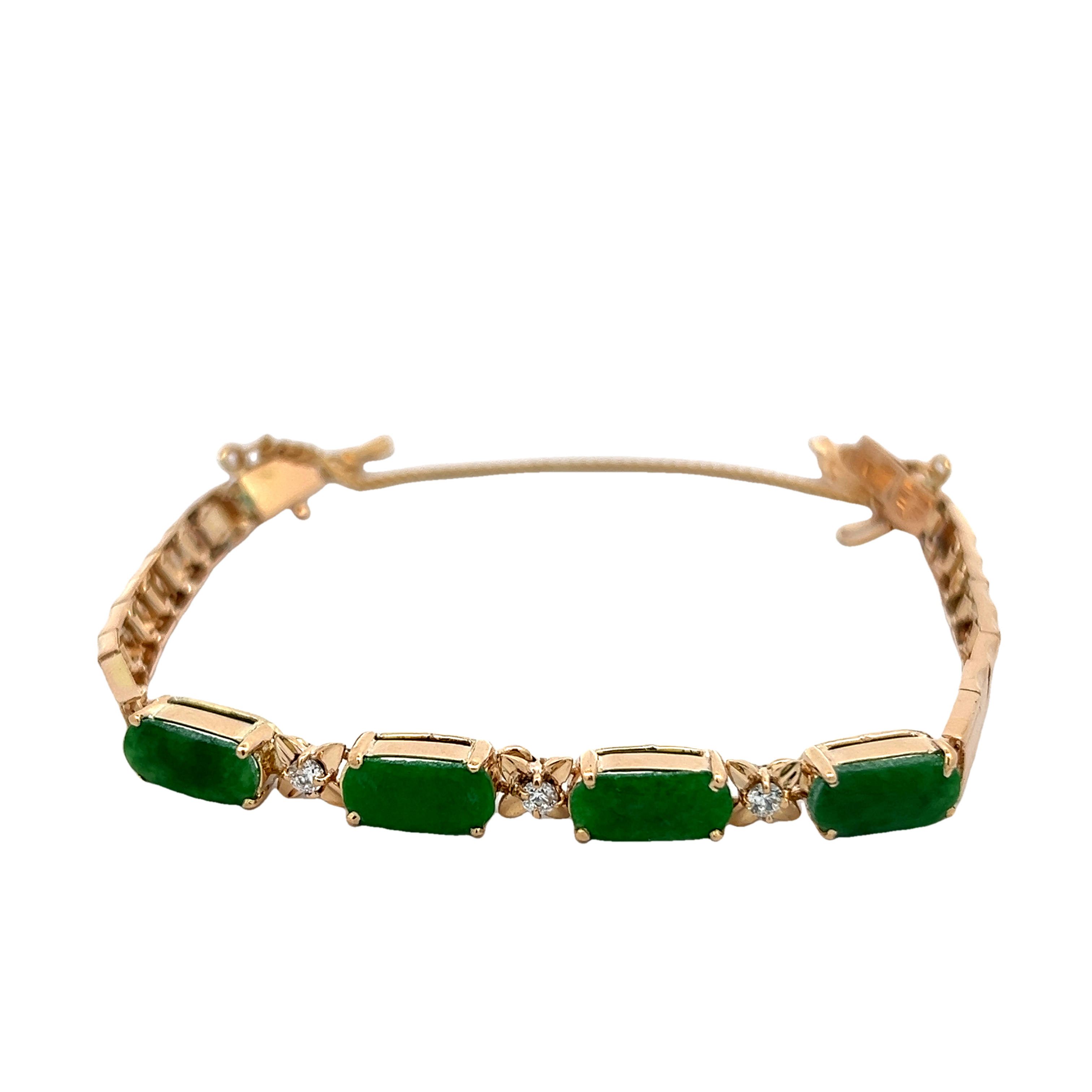 14k Yellow Gold Jade Cabachon Bracelet