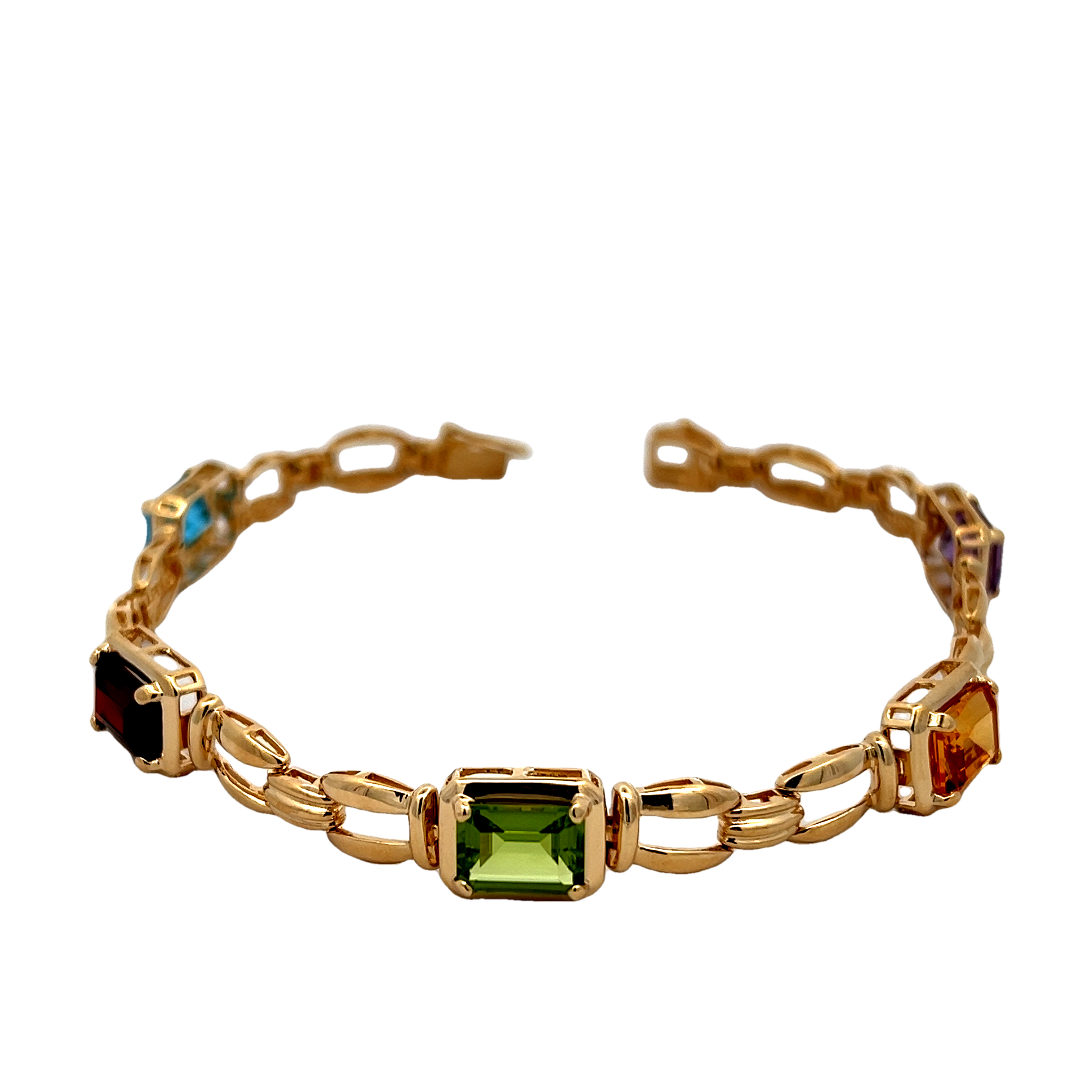 14k Yellow Gold Colored Stone Bracelet