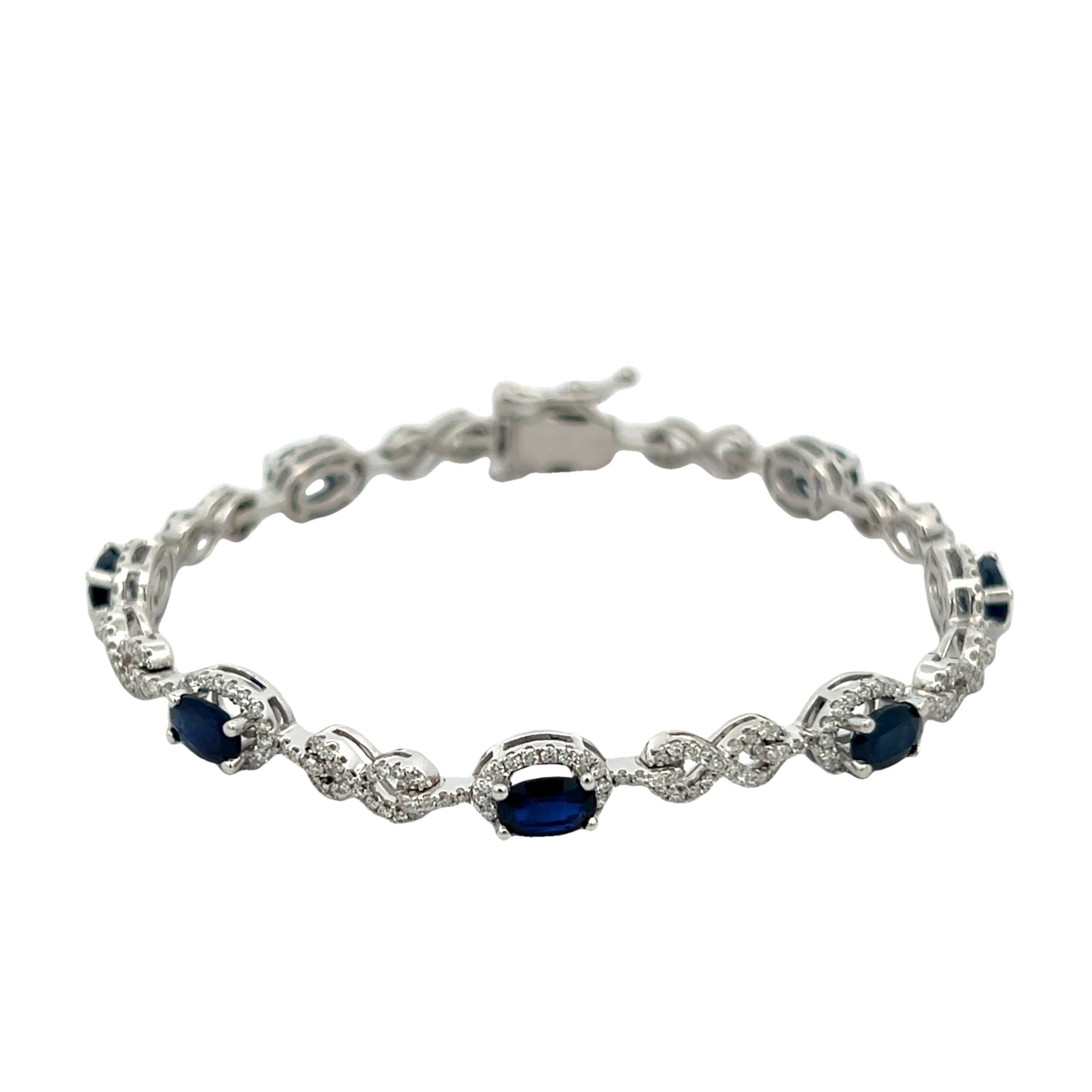 14k White Gold Sapphire And Diamond Bracelet