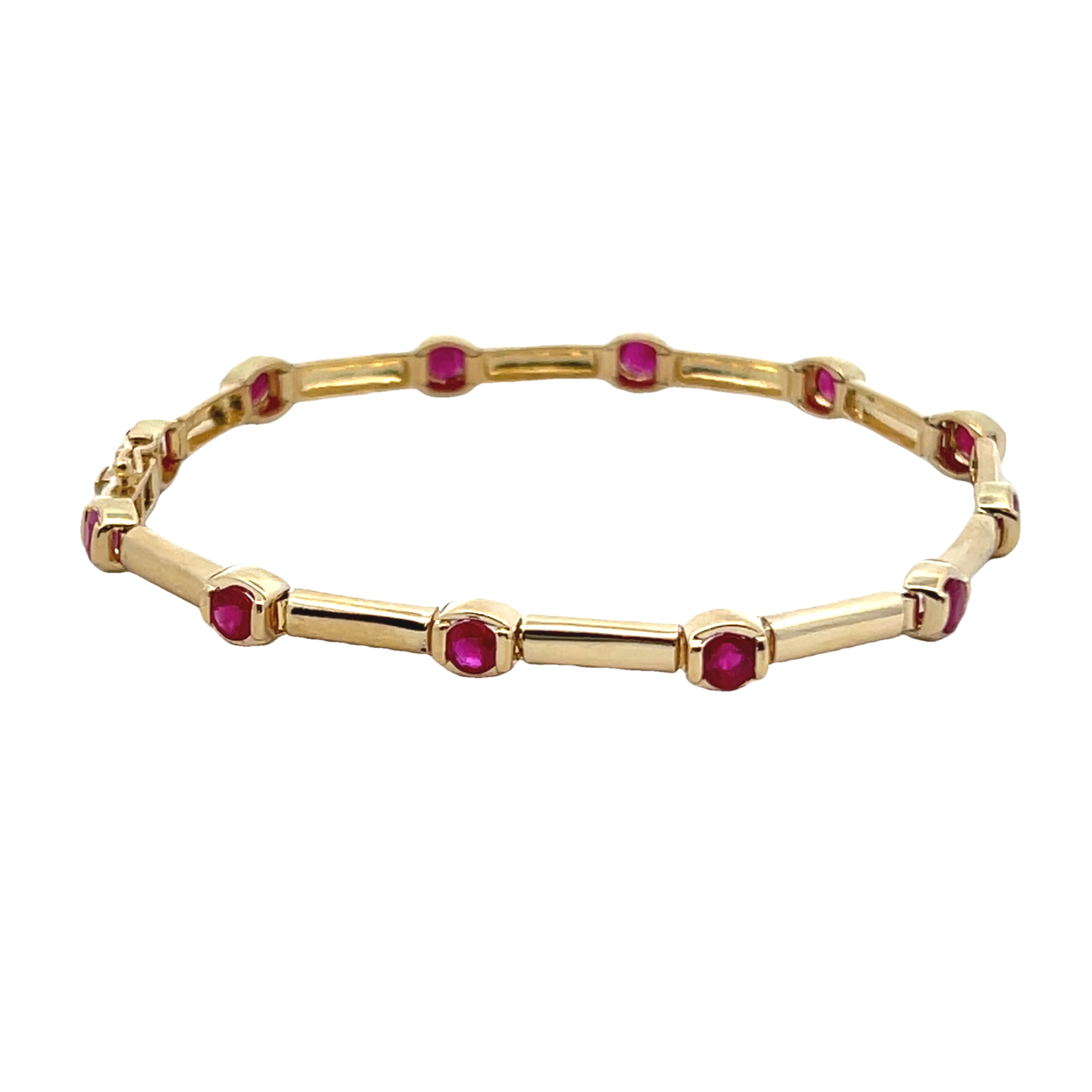 14k Yellow Gold Ruby Link Bracelet