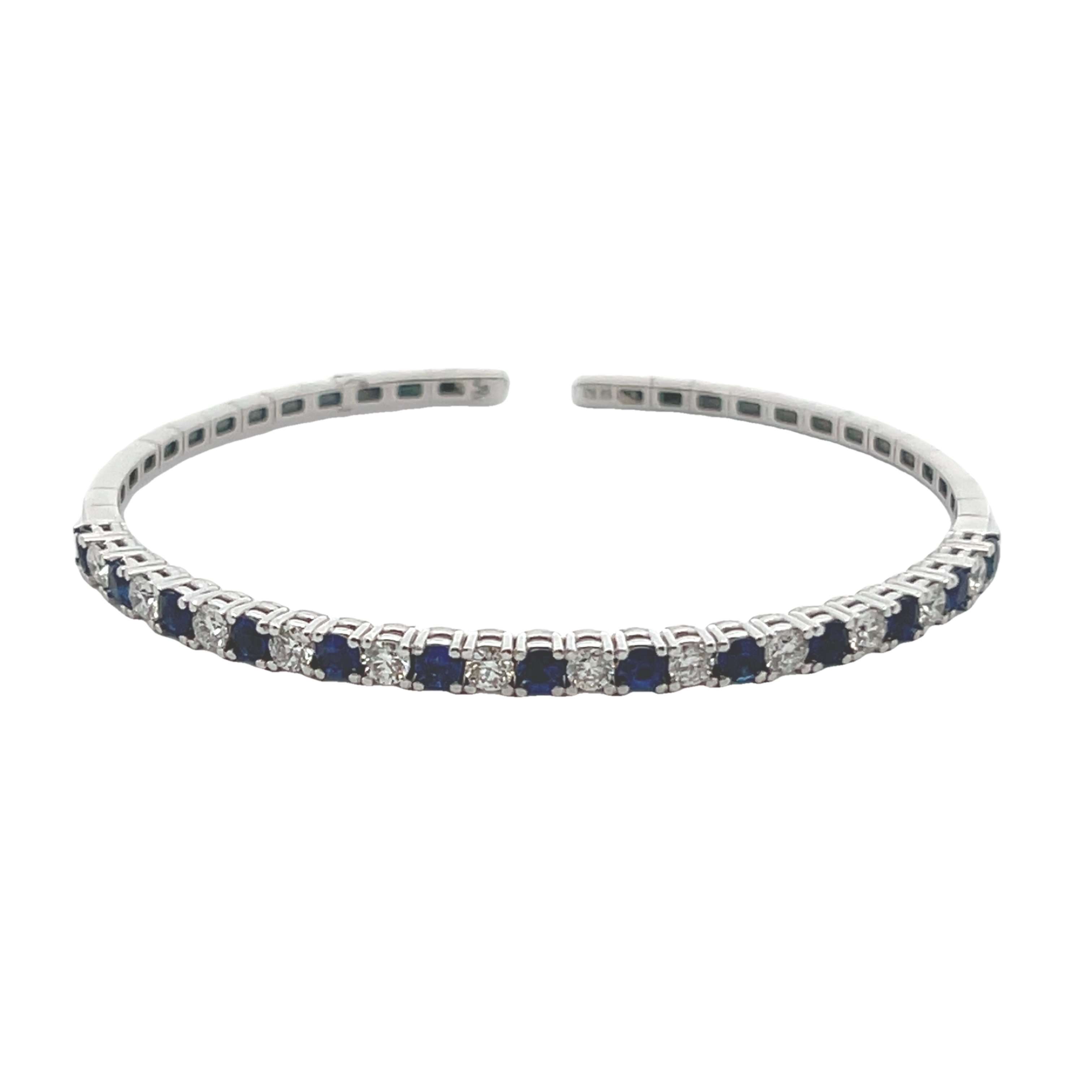 18k White Gold Sapphire And Diamond Cuff Bracelet