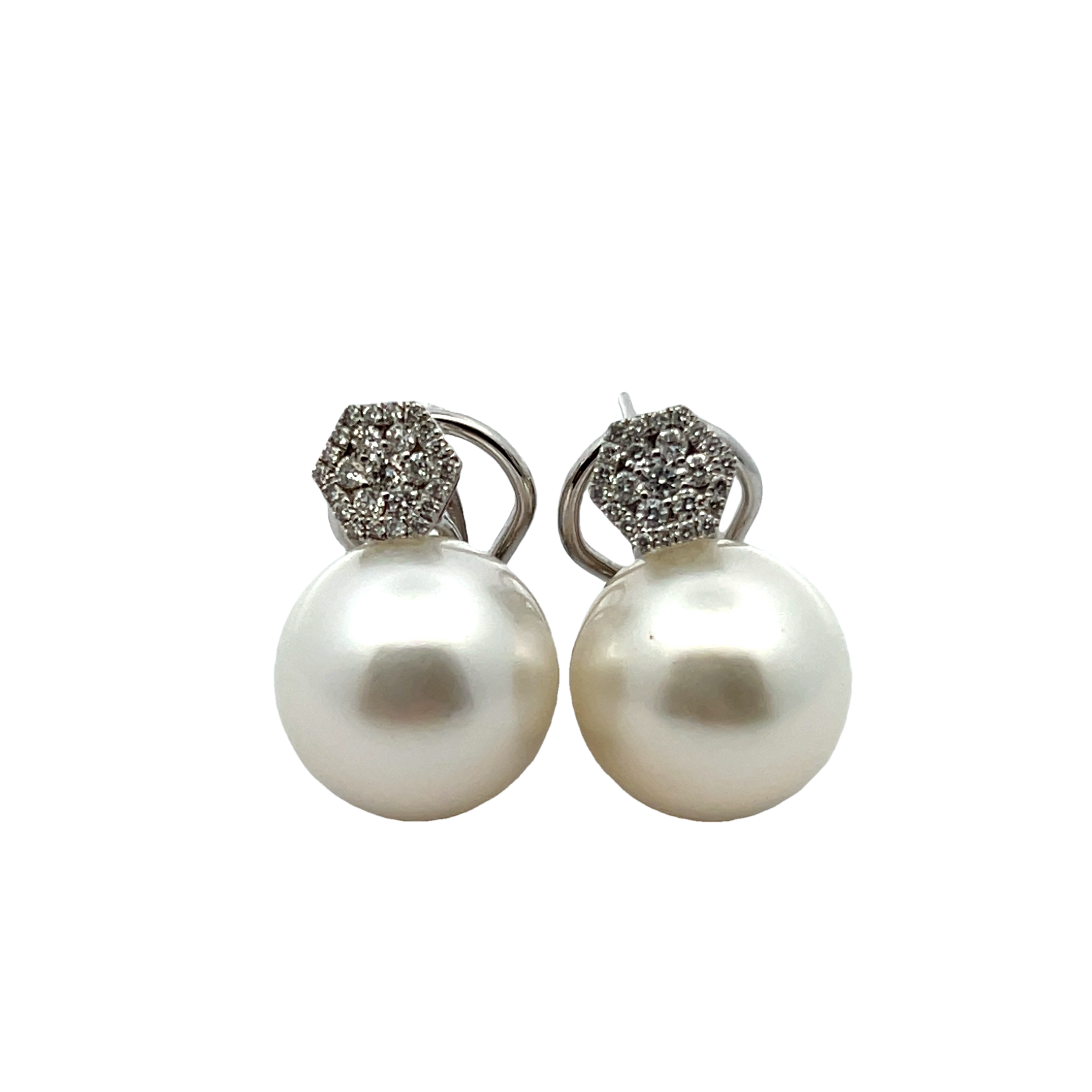 18k White Gold Pearl And Diamond Earrings