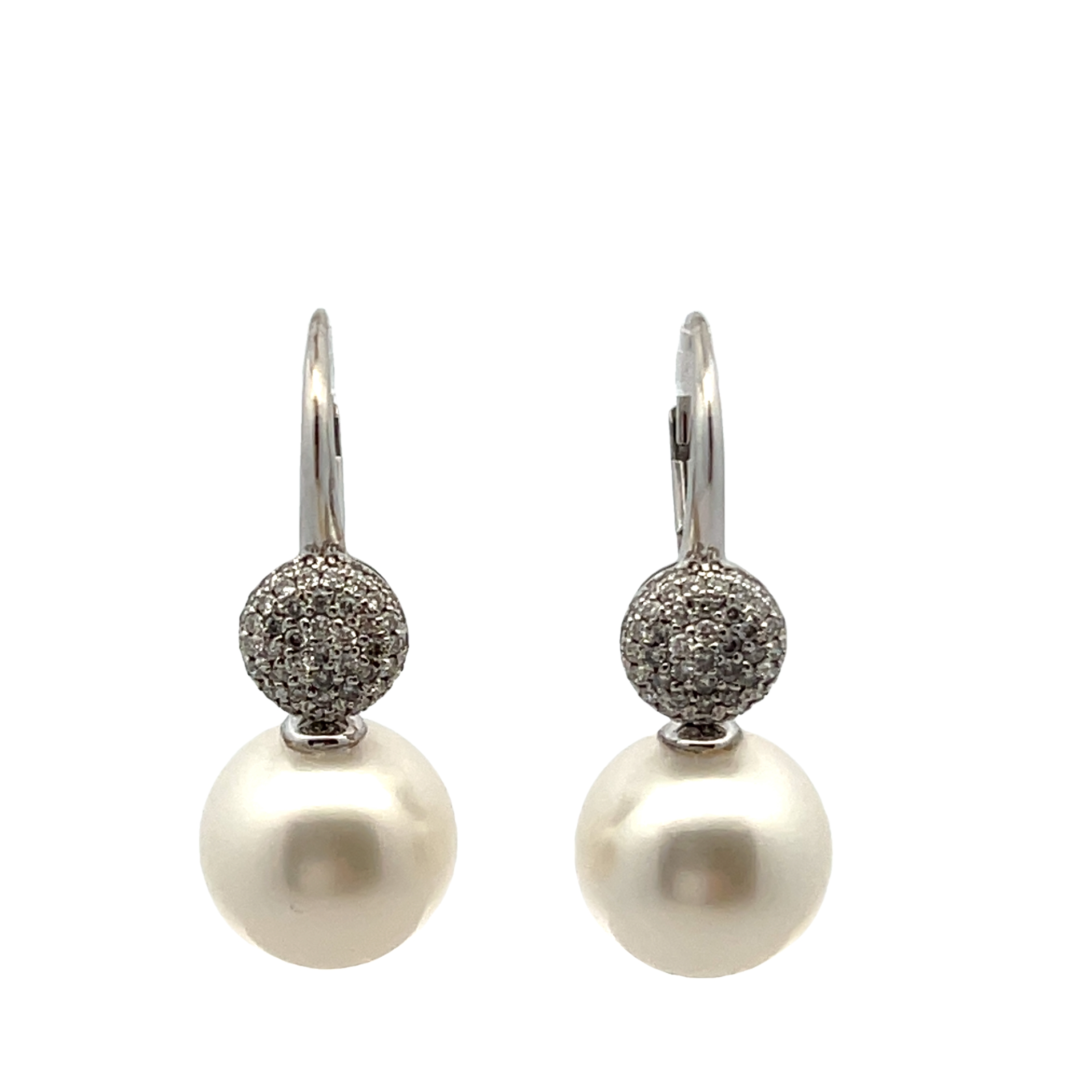 18k White Gold Pearl And Diamond Earrings