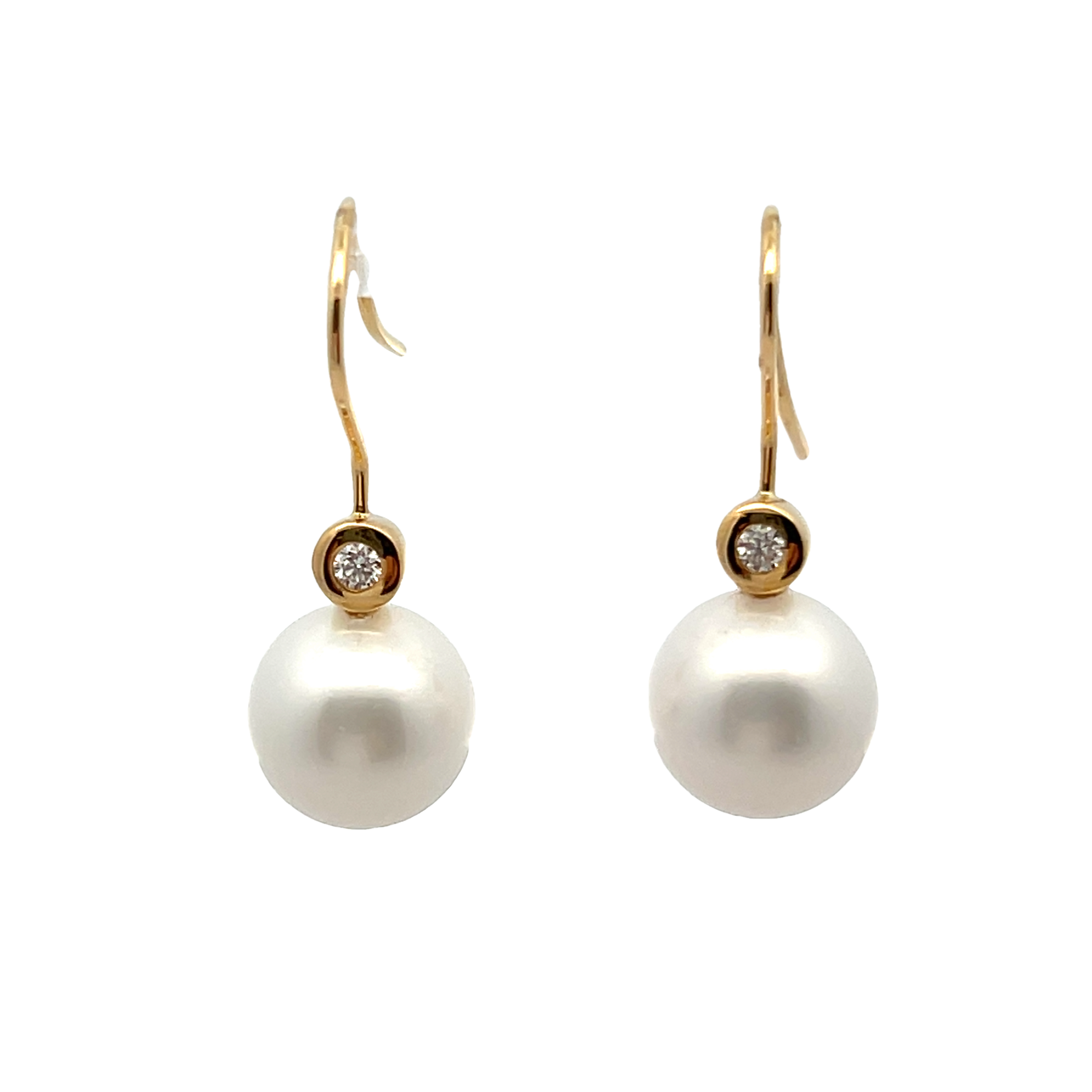 18k Yellow Gold Pearl And Diamond Earrings