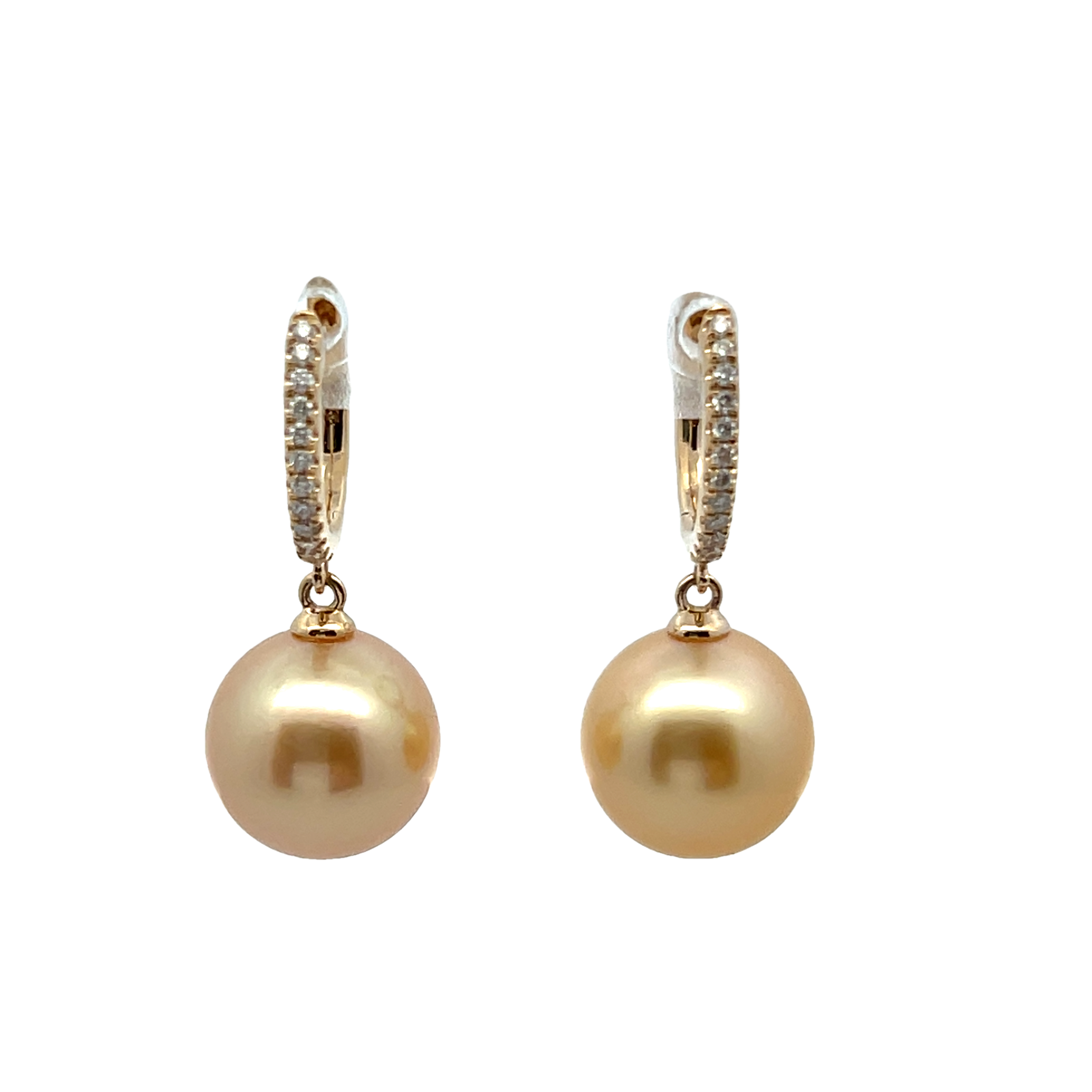 14k Yellow Gold Pearl And Diamond Earrings