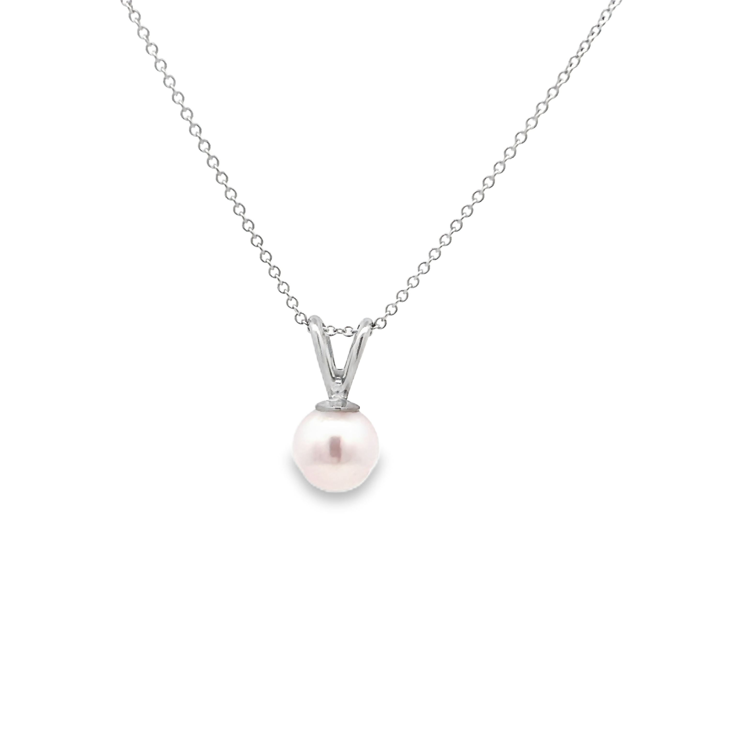 14k White Gold Pearl Pendant Necklace