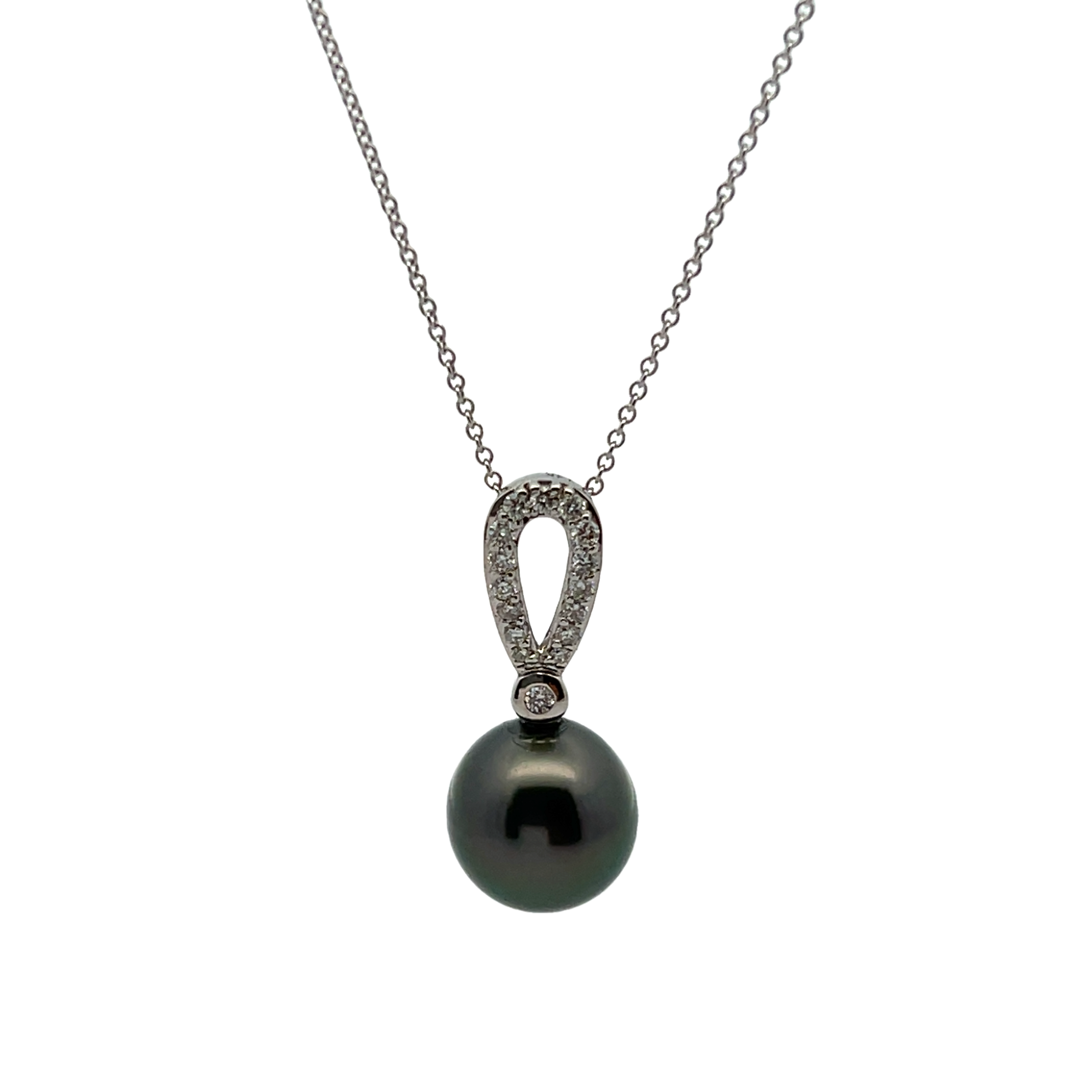 14k White Gold Pearl And Diamond Pendant