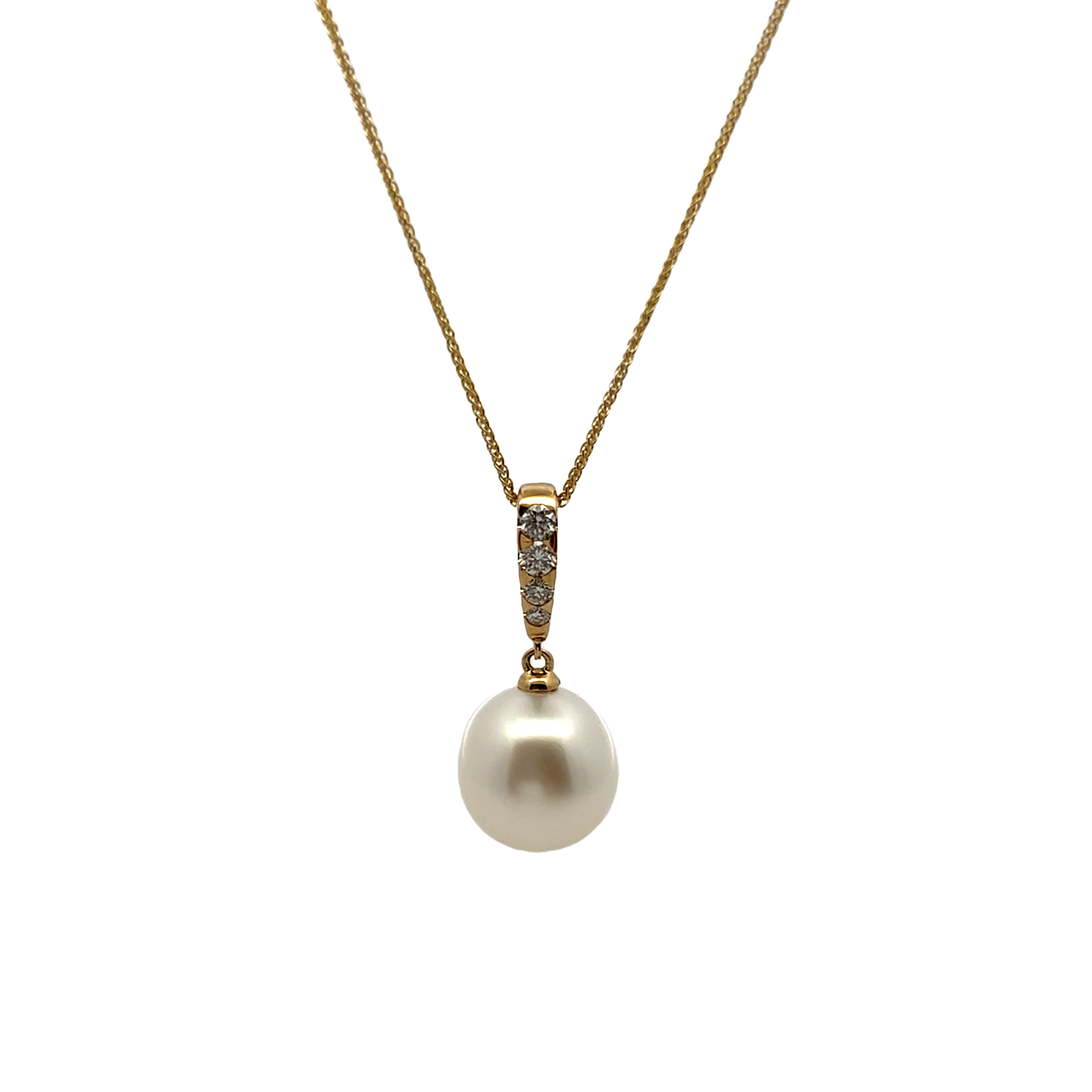 14k Yellow Gold Pearl And Diamond Pendant