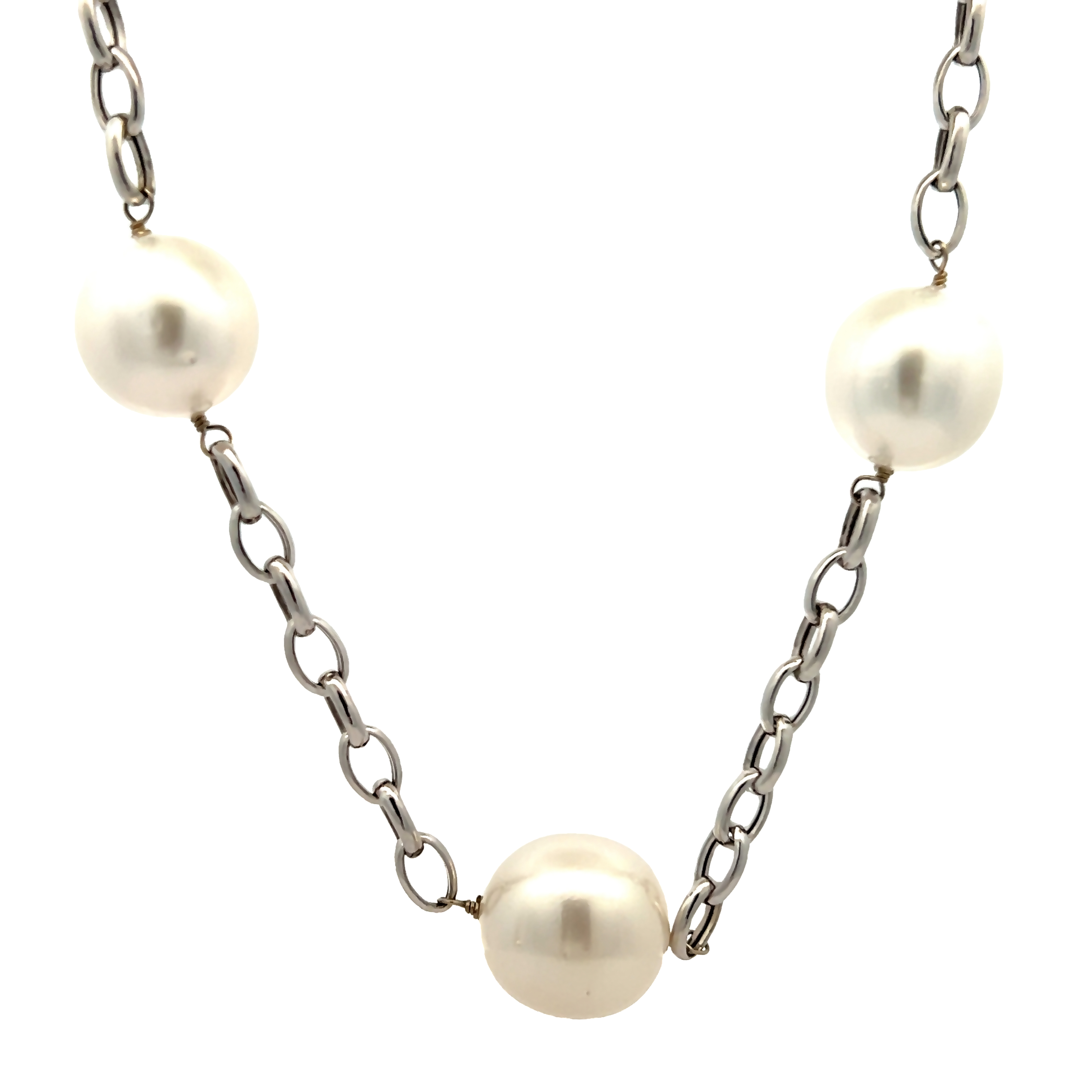 14k White Gold Pearl Necklace