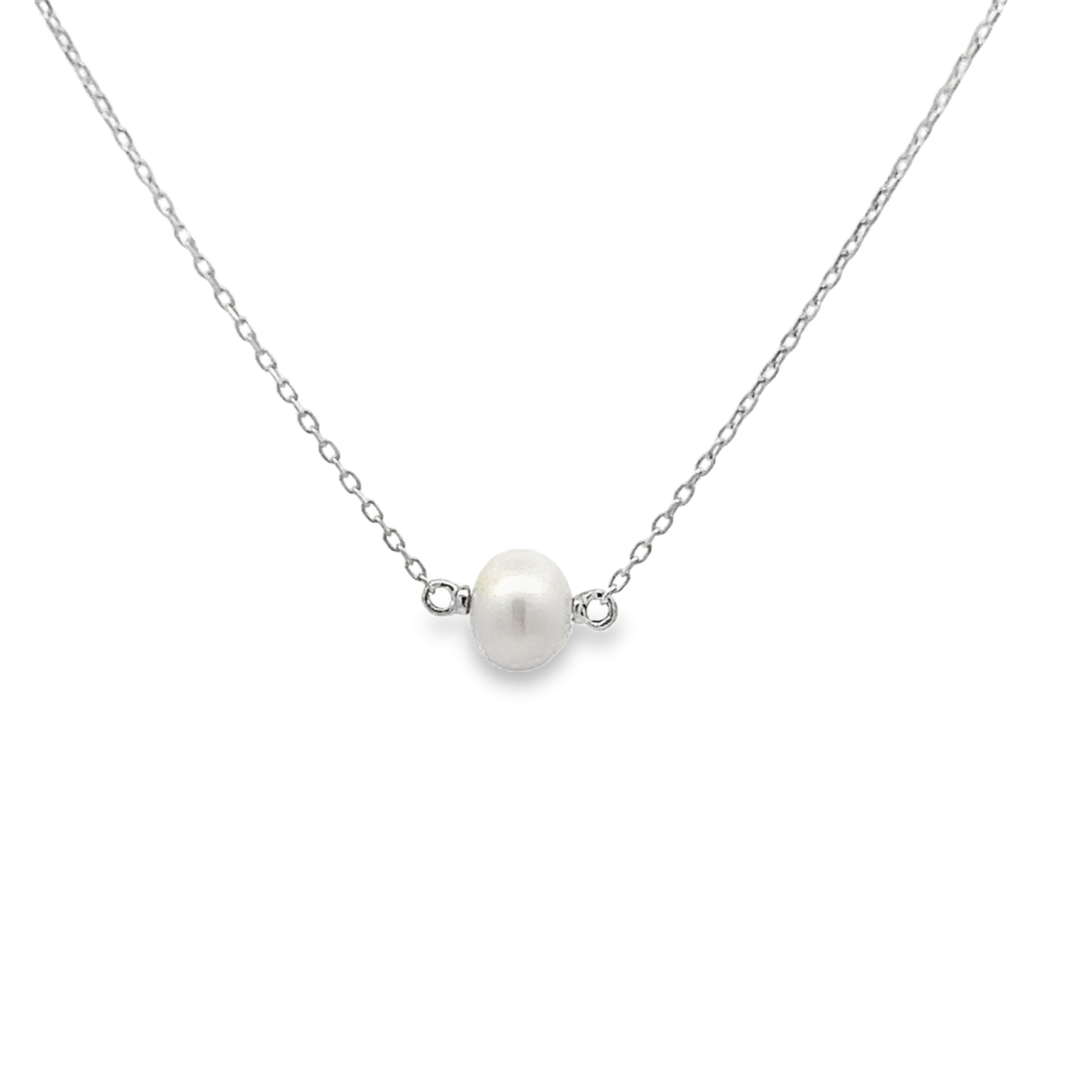 14k White Gold Single Pearl Necklace