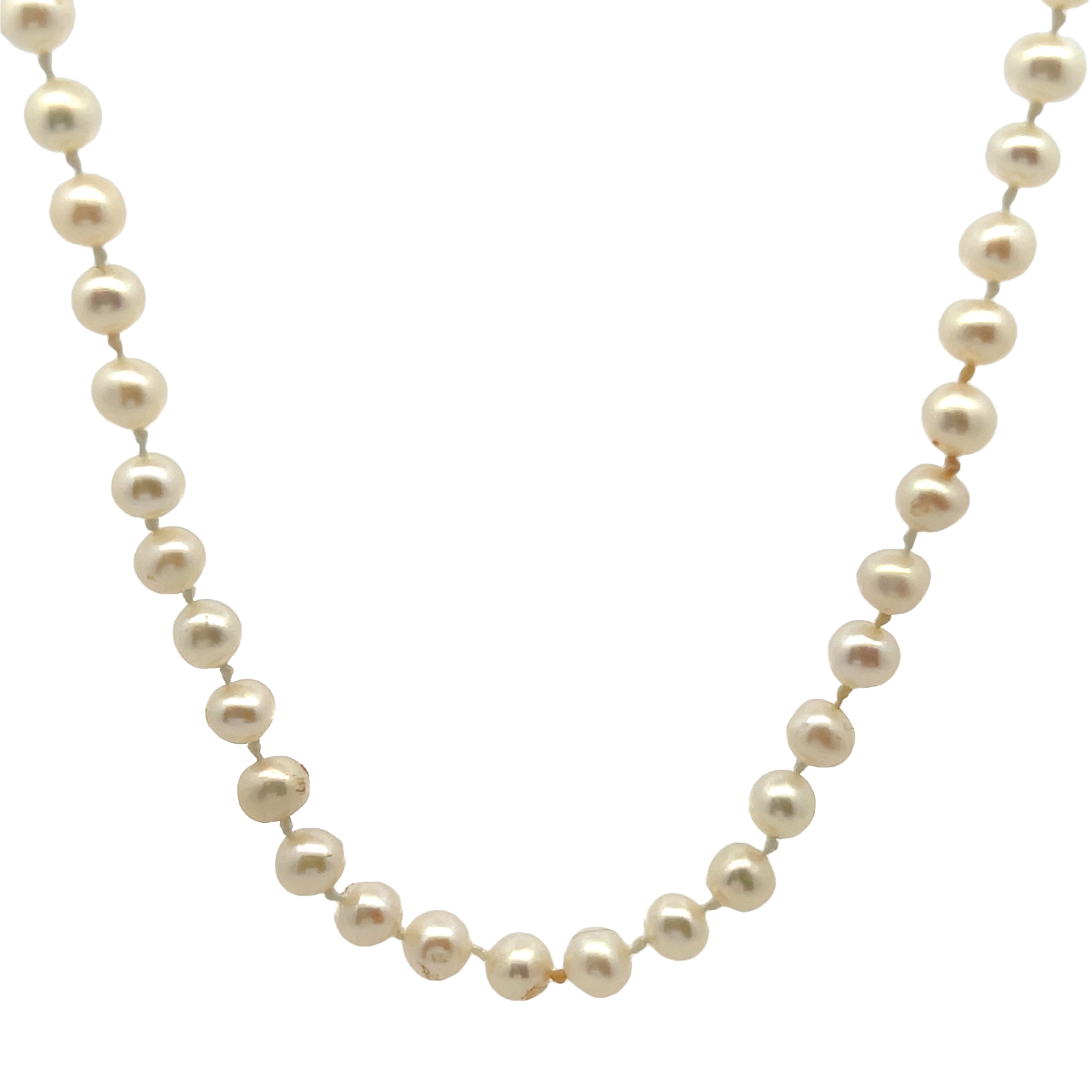 14k Yellow Gold Single Strand Pearl Necklace