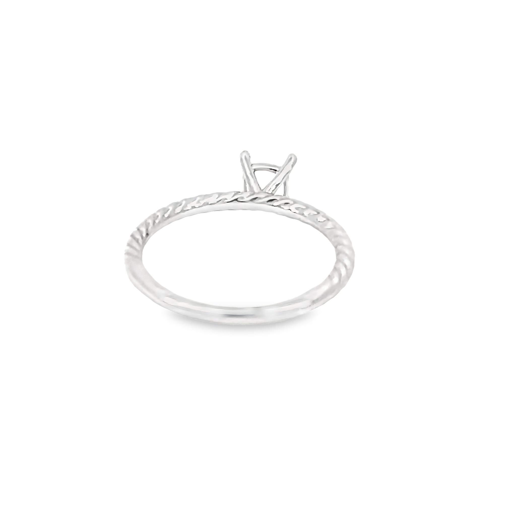 14k White Gold Rope Solitaire Semi-mount