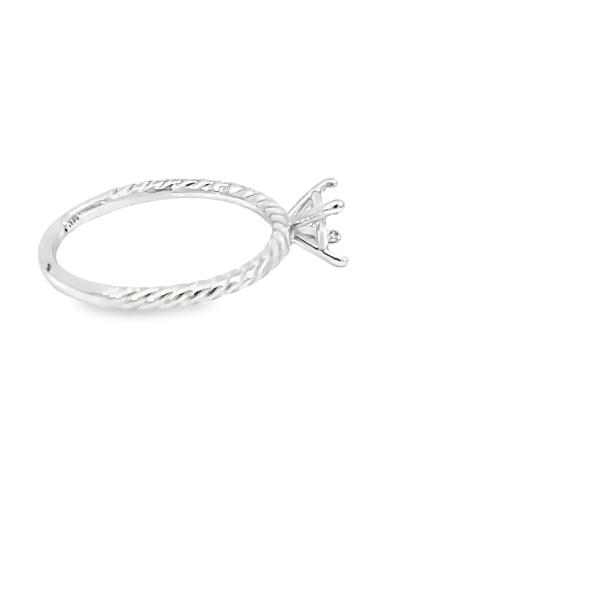 14k White Gold Rope Solitaire Semi-mount