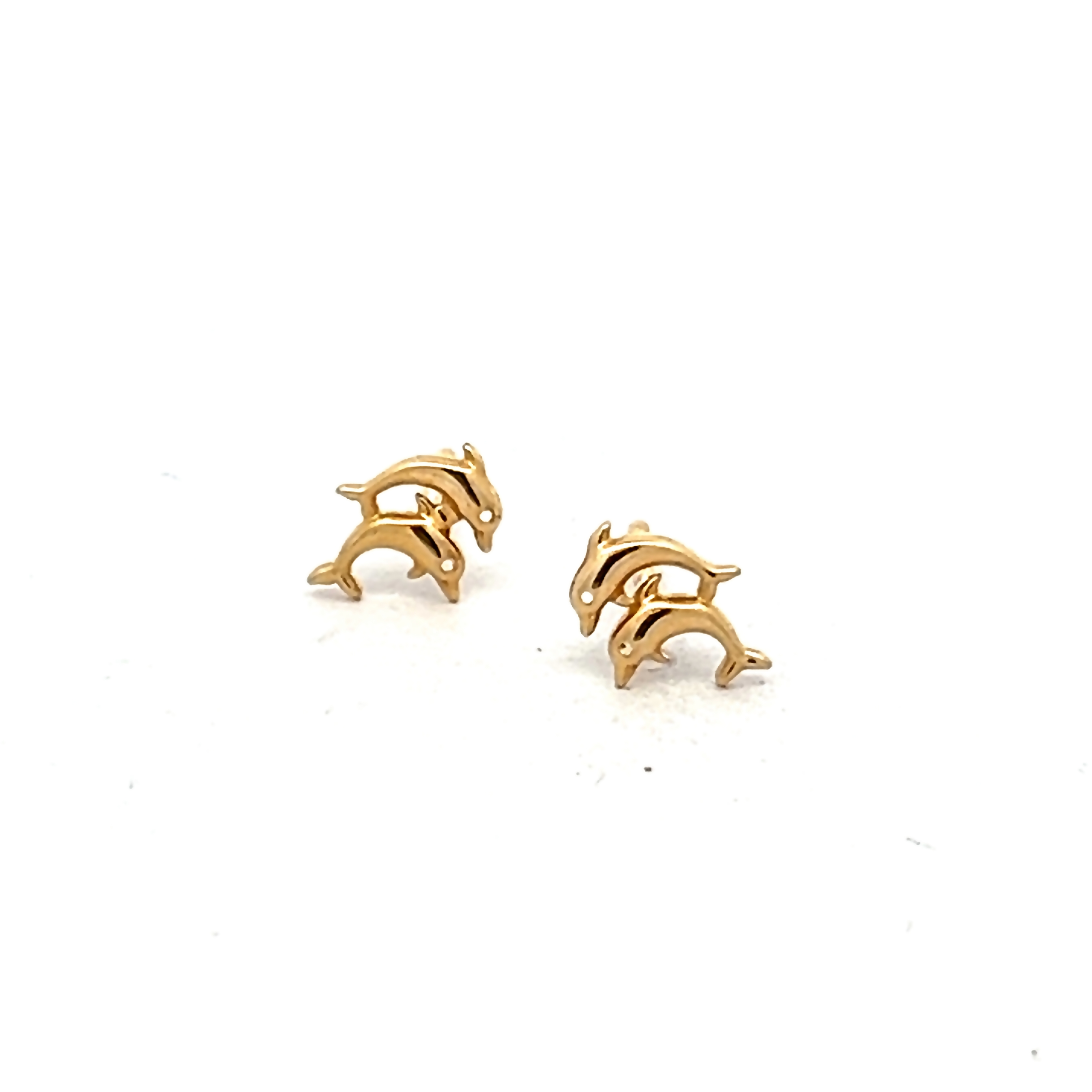 14k Yellow Gold Dolphin Studs